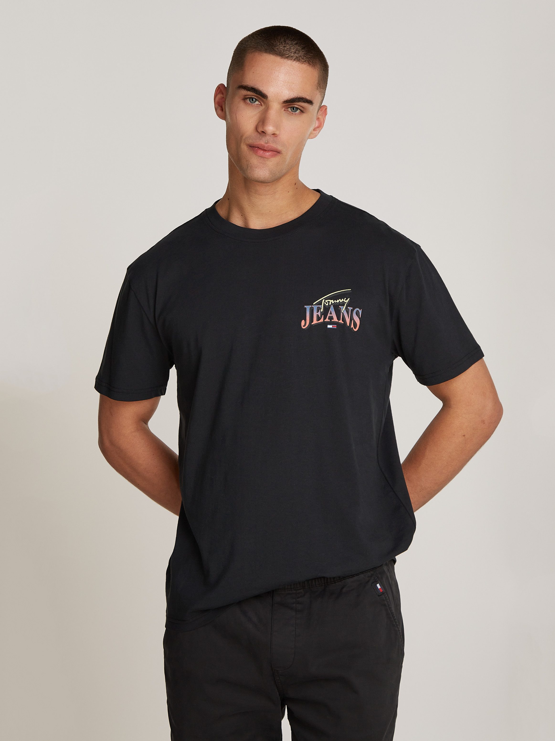 TOMMY JEANS T-shirt TJM REG DIAMOND TWIST TEE EXT heren t-shirts maat M zwart