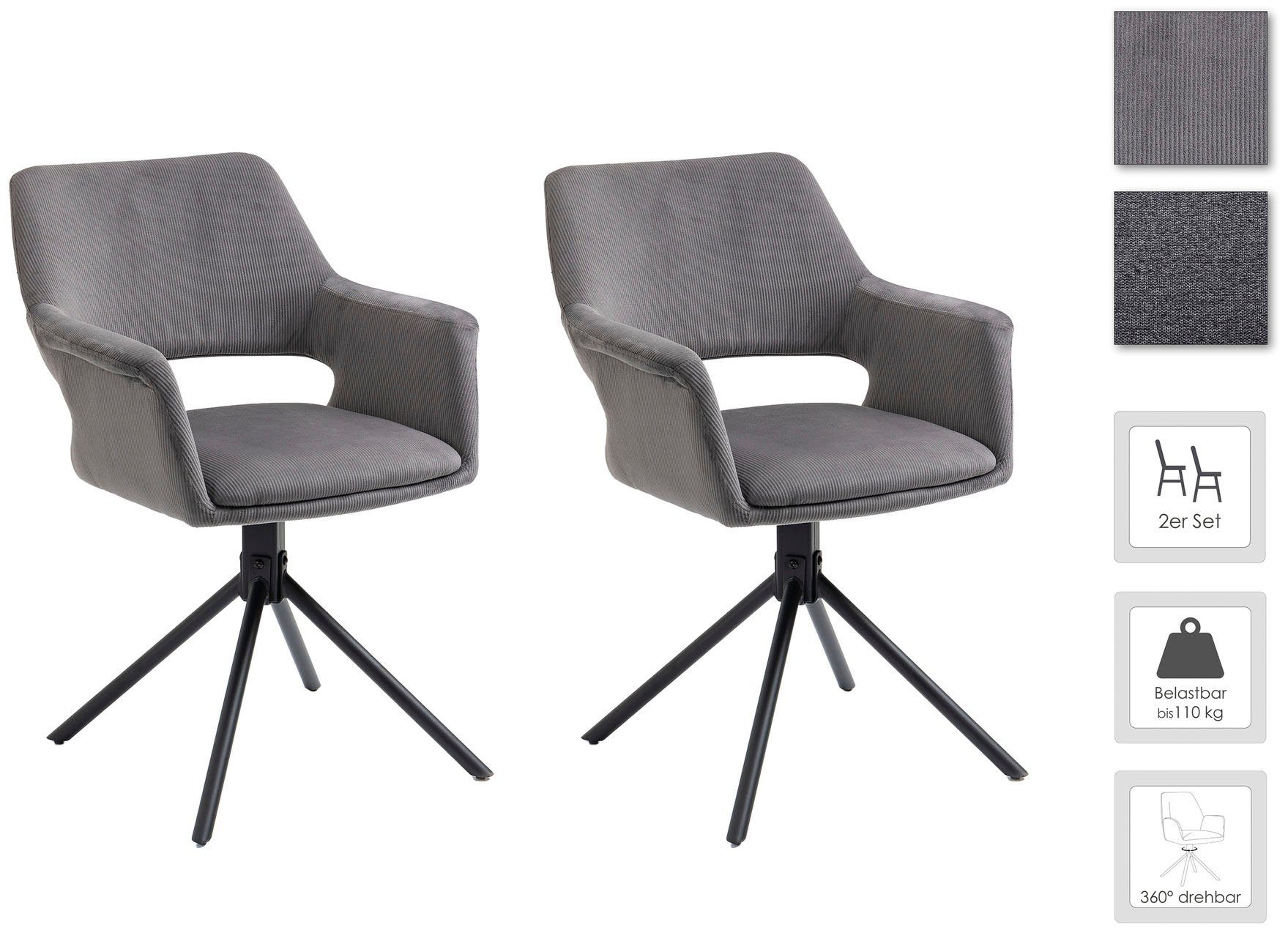 byLIVING Eetkamerstoel Elenore 360° draaibaar (set, 2 stuks)