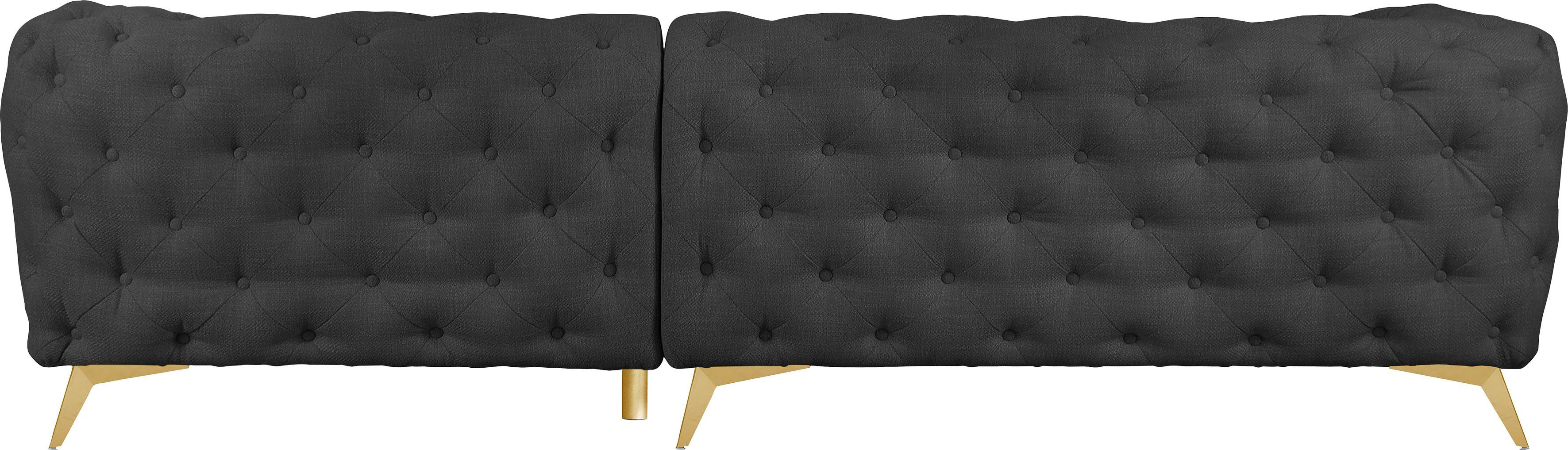 Leonique Chesterfield-bank Glynis L-vorm luxueuze capitonnage, moderne chesterfield look, kleur van de poten ter keuze