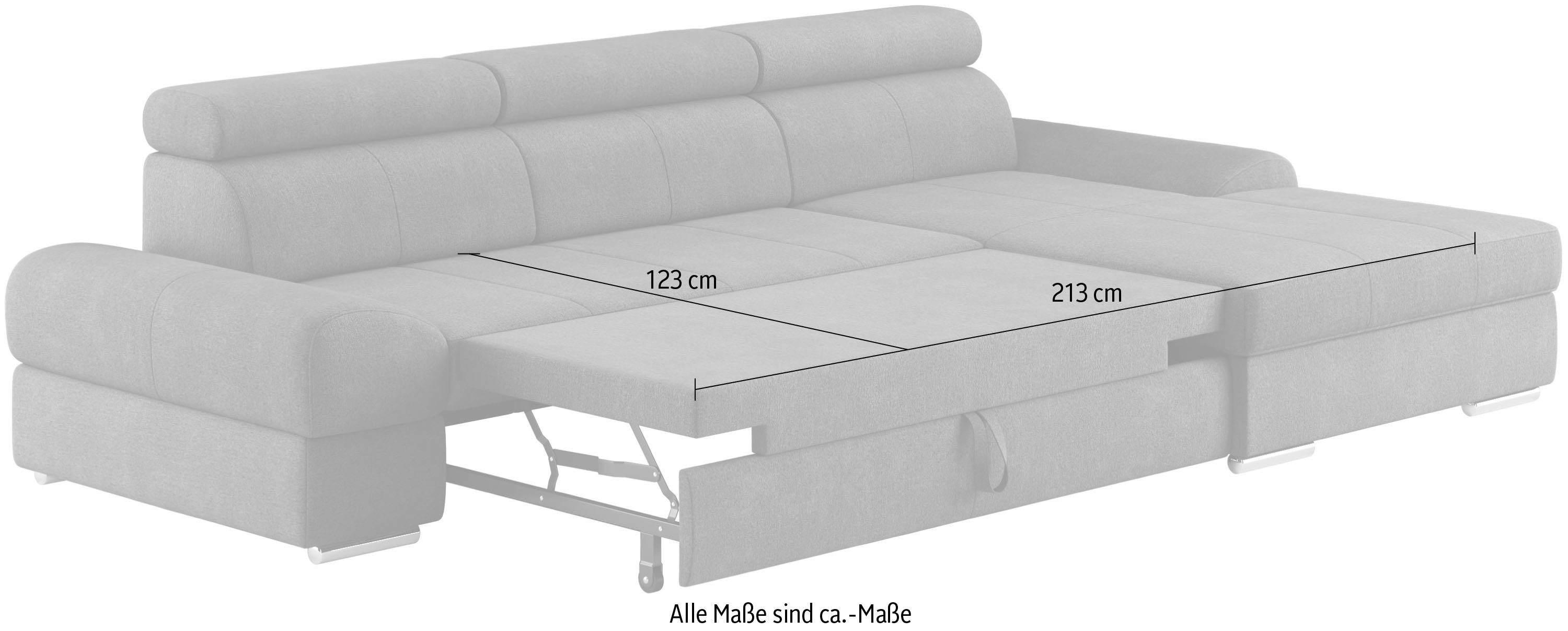 sit&more Hoekbank Broadway L-vorm met verstelbare hoofdsteun, naar keuze met slaapfunctie