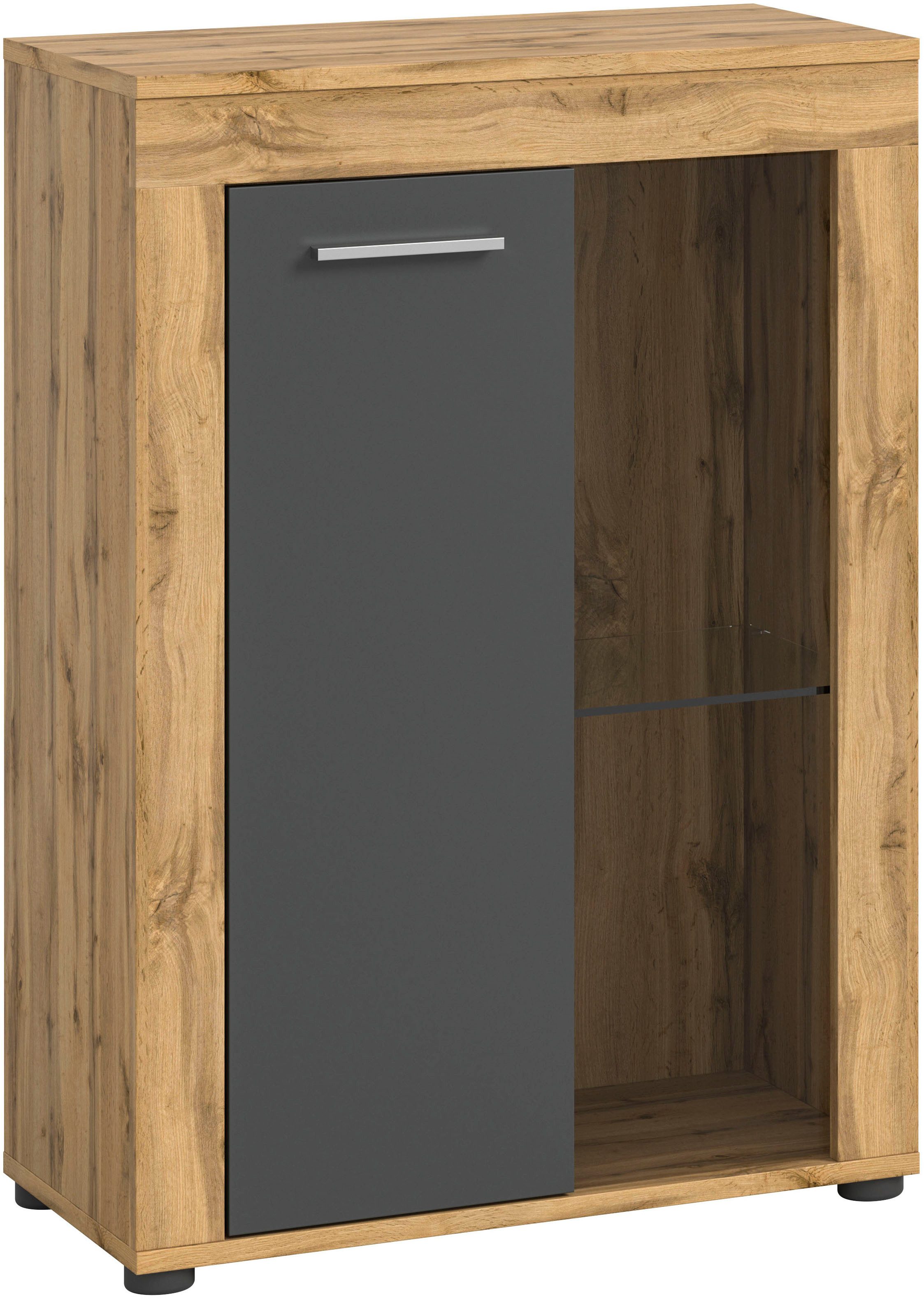 INOSIGN Vitrinekast Aosta, breedte 60 cm, staand of hangend, in verschillende kleuren Deurafdichting verwisselbaar, 1 glazen inlegvloer, hangvitrine, staande vitrine
