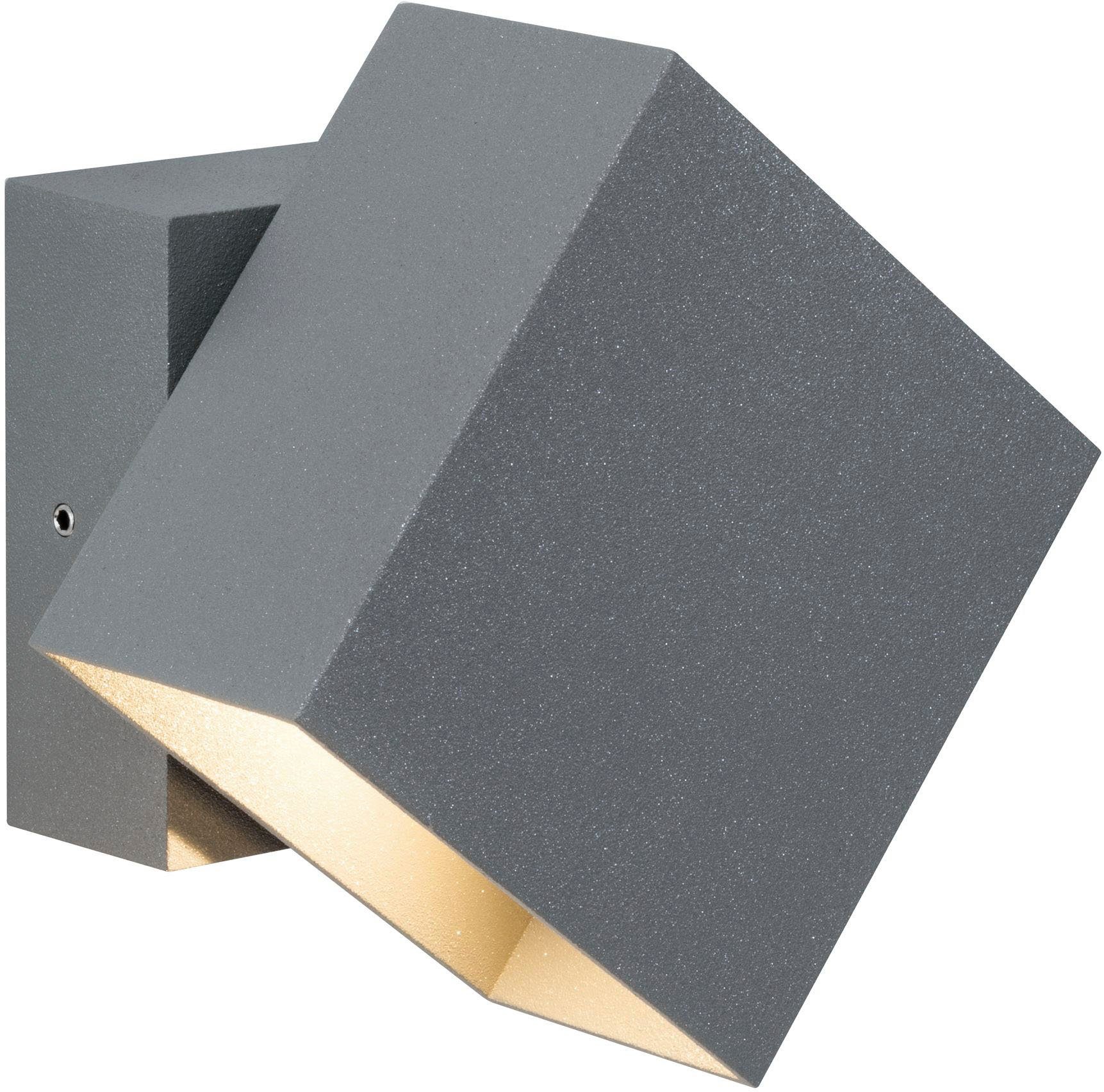 Paulmann Led-wandlamp voor buiten Buiten 230V Cybo LED 2x3,5W 230V IP65 vierkant 100x100mm Grijs Aluminium (1 stuk)