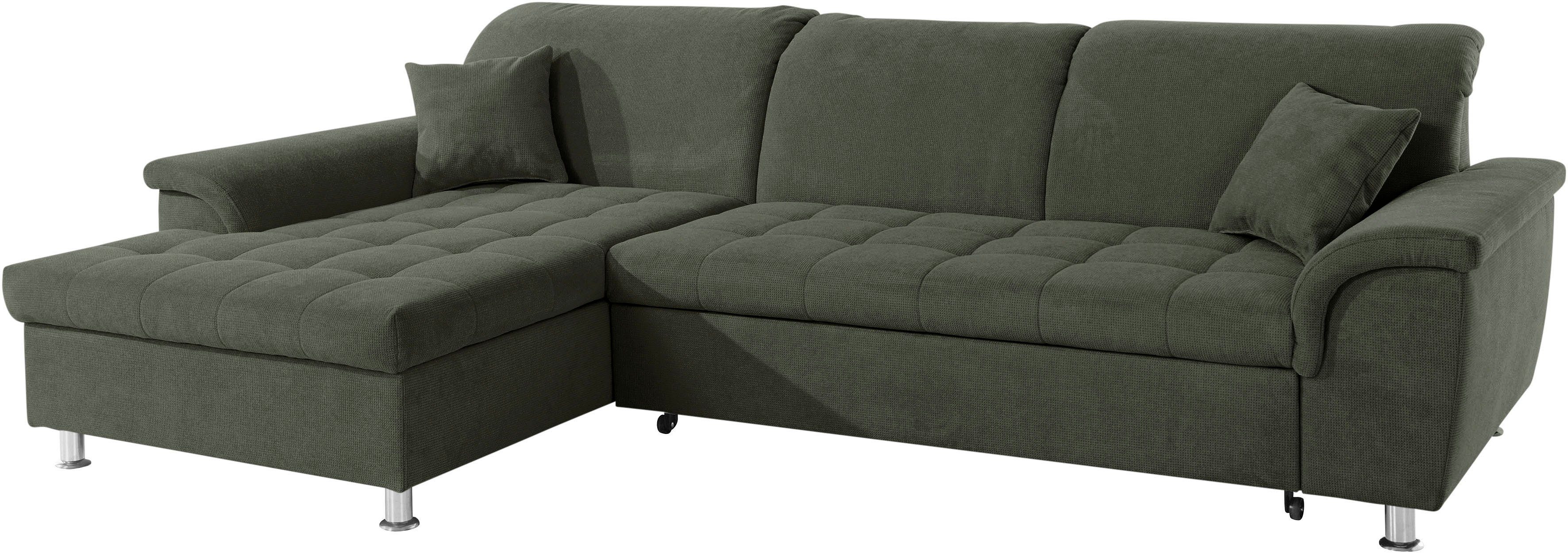 DOMO collection Hoekbank Franzi, zeitlos und elegant, moderne Sitzheftung, L-Form naar keuze met verstelbare hoofdsteun (dan diepte: 170 cm)