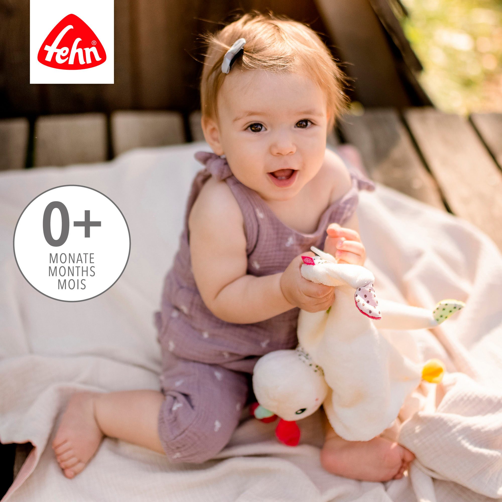 Fehn Knuffeldoek Aiko & Yuki, eenhoorn met bevestigingsring voor speen