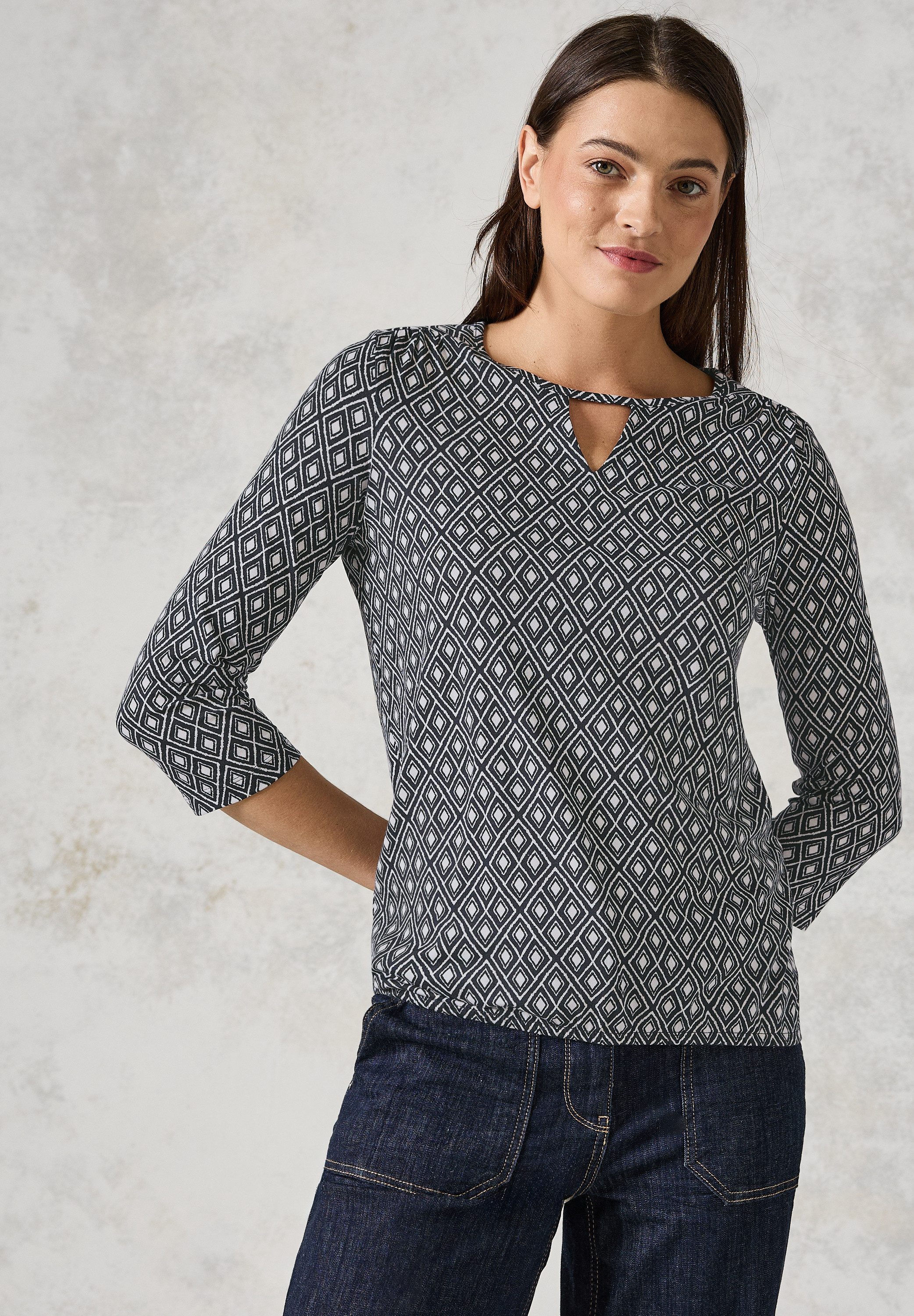 Cecil Shirt met 3/4 mouwen met cut-out en allover-print