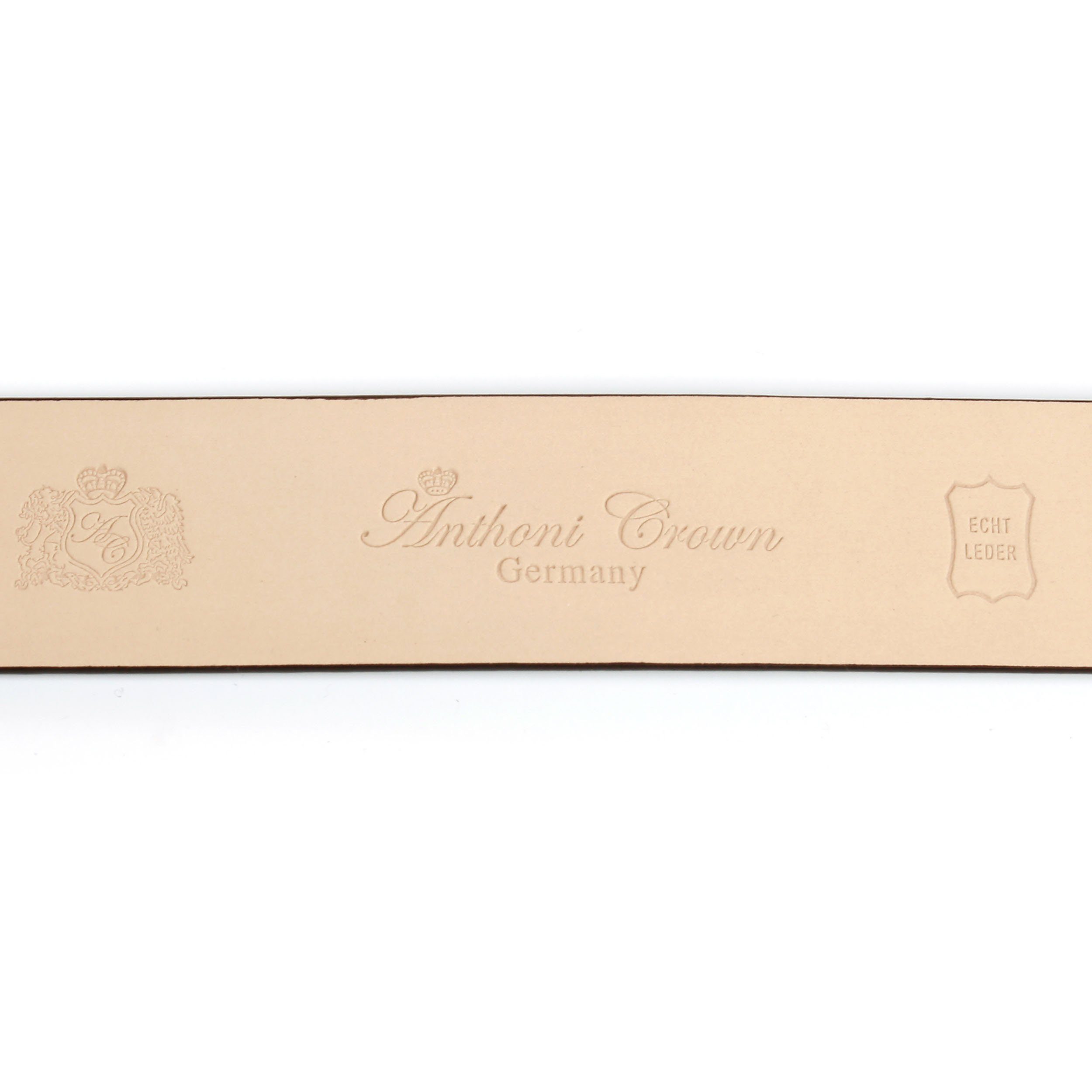 Anthoni Crown Leren riem Sluiting goudkleurig met Anthoni Crown-logo