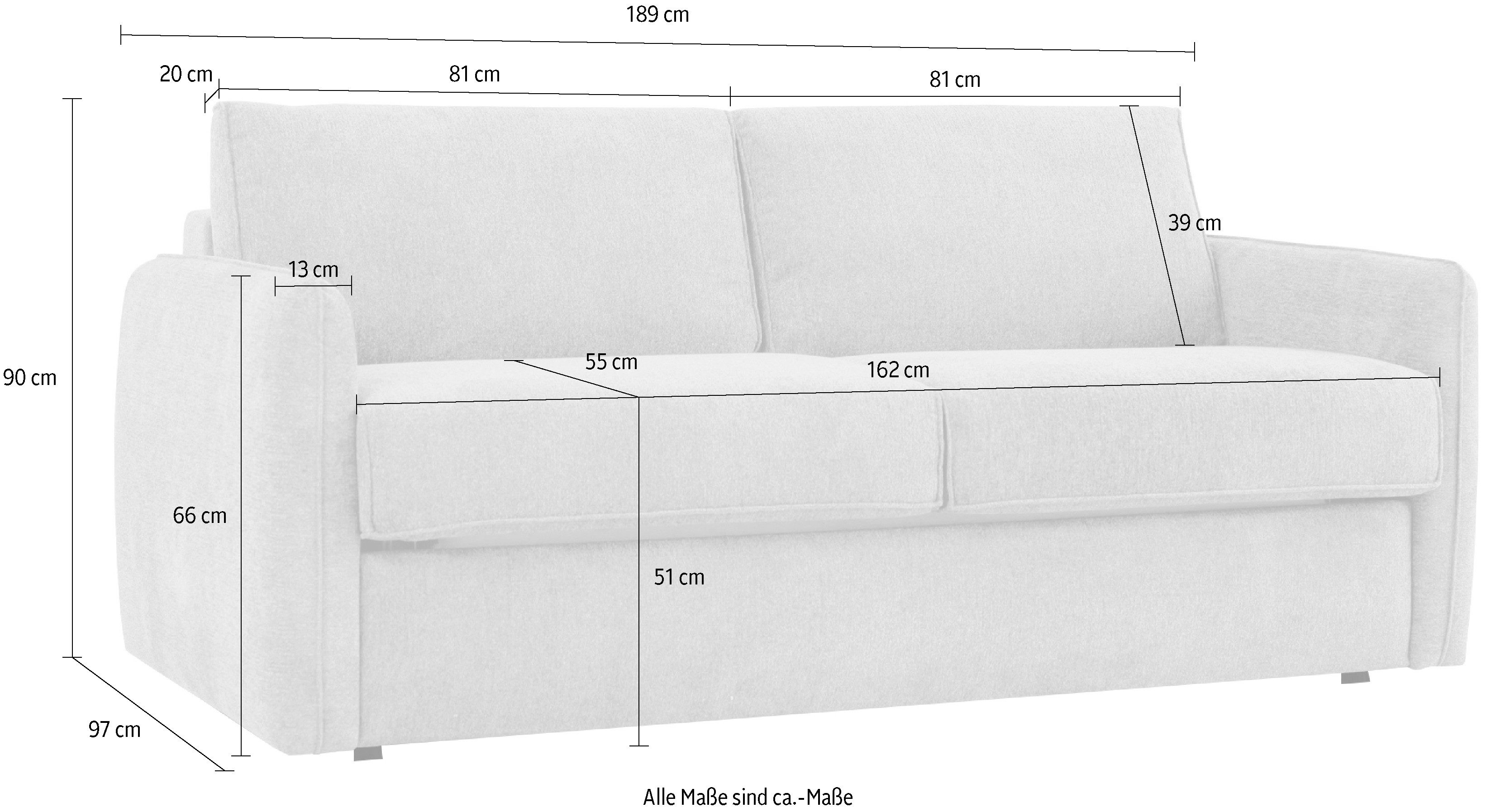 Home affaire Slaapbank Bergamons 2-zits, met doorlopende slaapfunctie, inclusief pocketveringmatras, lattenbodem
