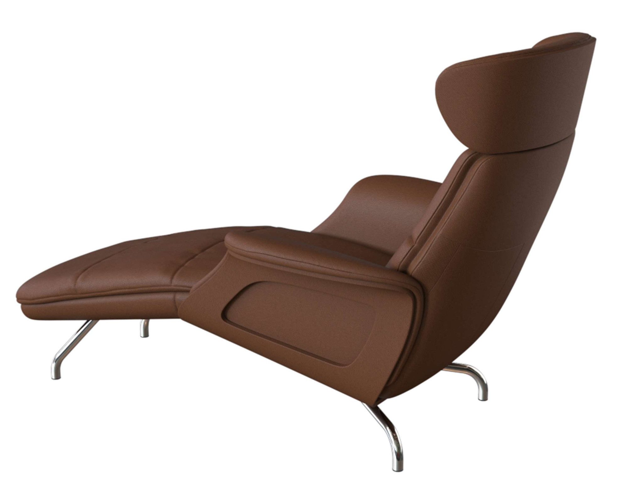 FLEXLUX Loungestoel Clement chaise longue, relaxstoel, ligstoel Rug- en hoofdsteunverstelling, armleuning gepolsterd geolied, voet van aluminium