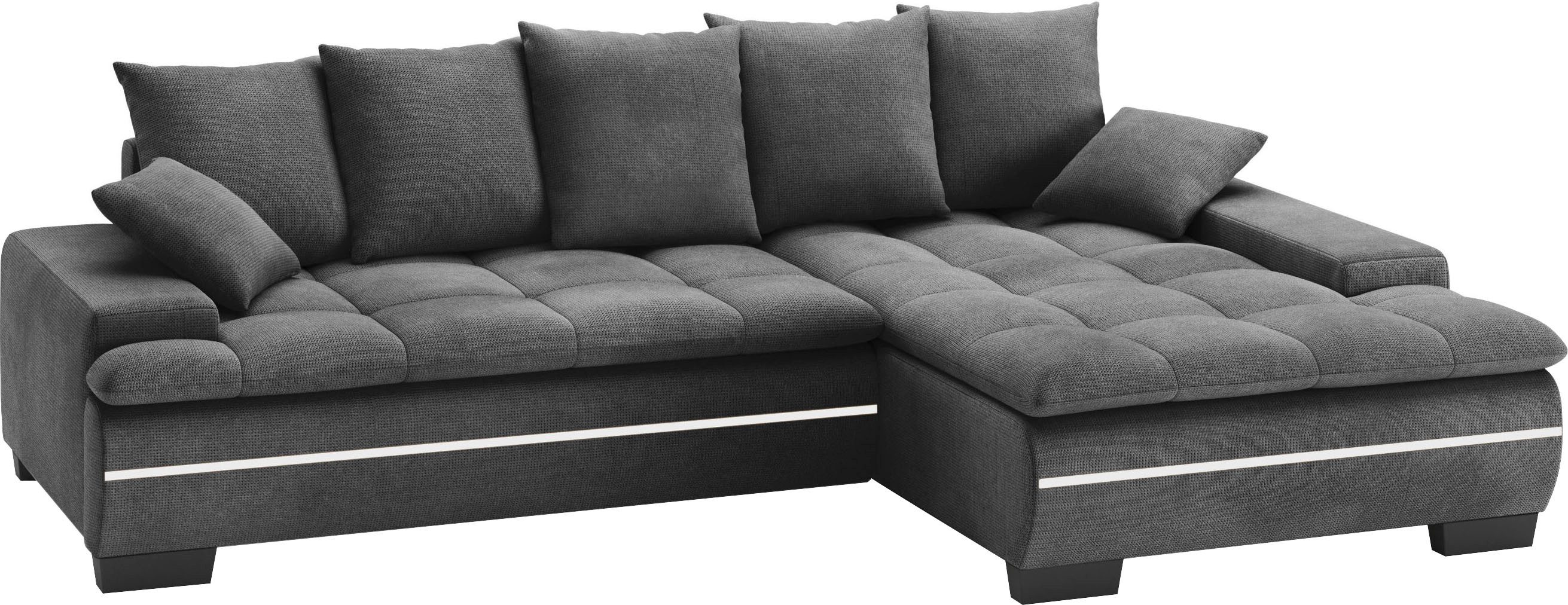 Mr. Couch Hoekbank Haiti II, L-vorm RGB-LED verlichting, optioneel met koudschuim, bed, bedlade zwart, hoekbanken