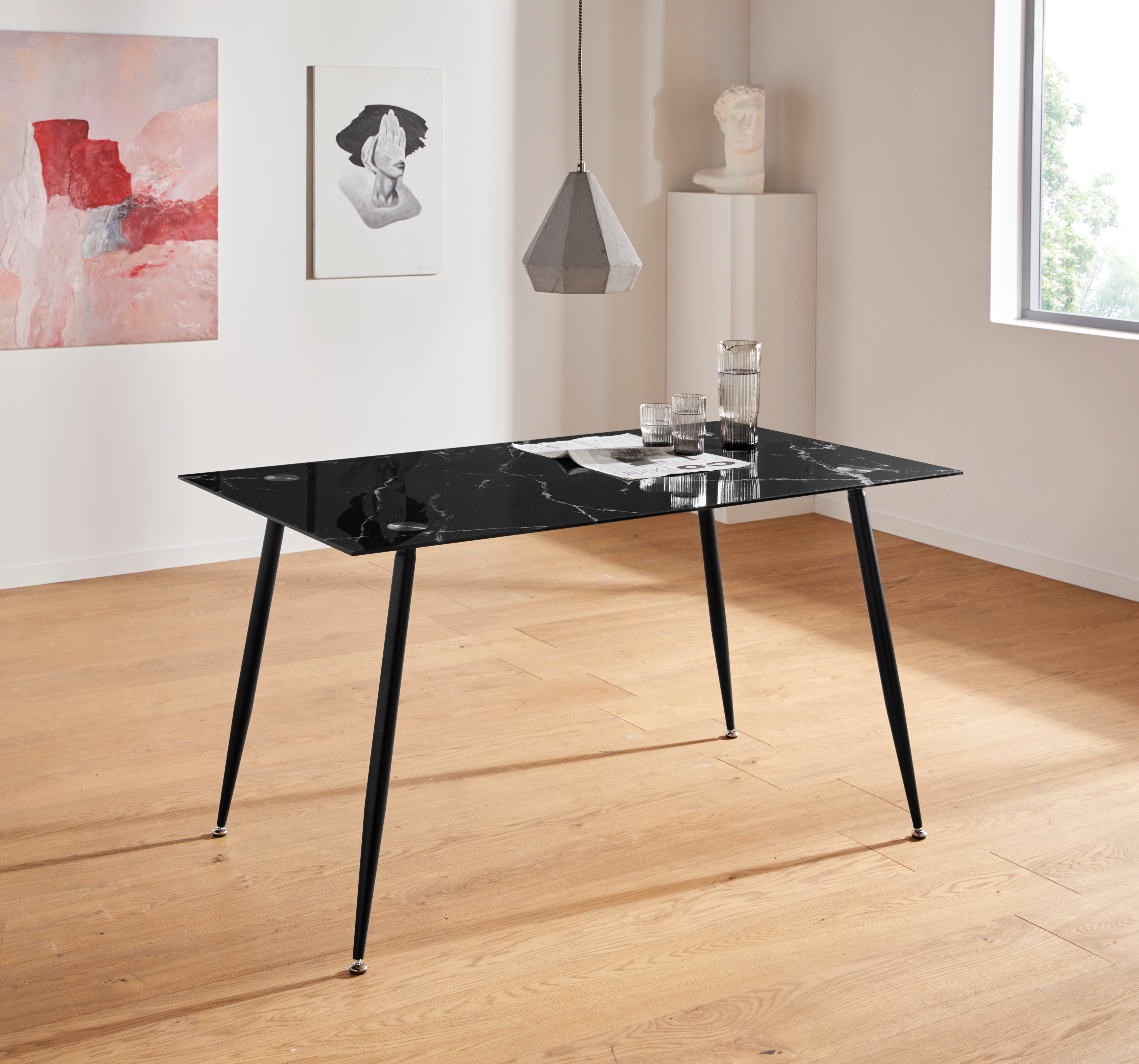 Homexperts Glazen tafel Romeo Breedte 140 cm, in marmerlook