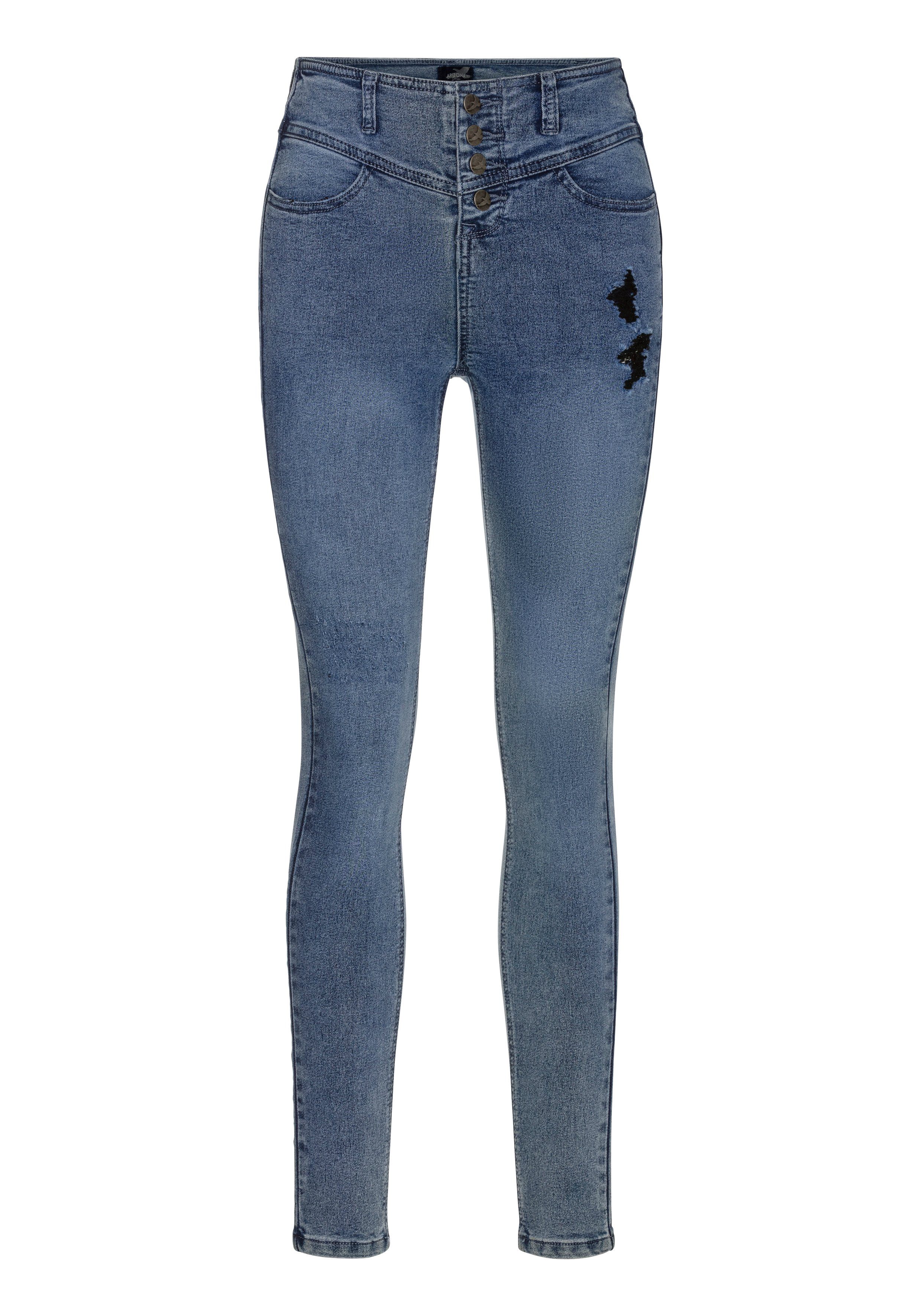 Arizona Skinny fit jeans Ultra Stretch hoge taille, enkel-lang, elastisch denim-materiaal