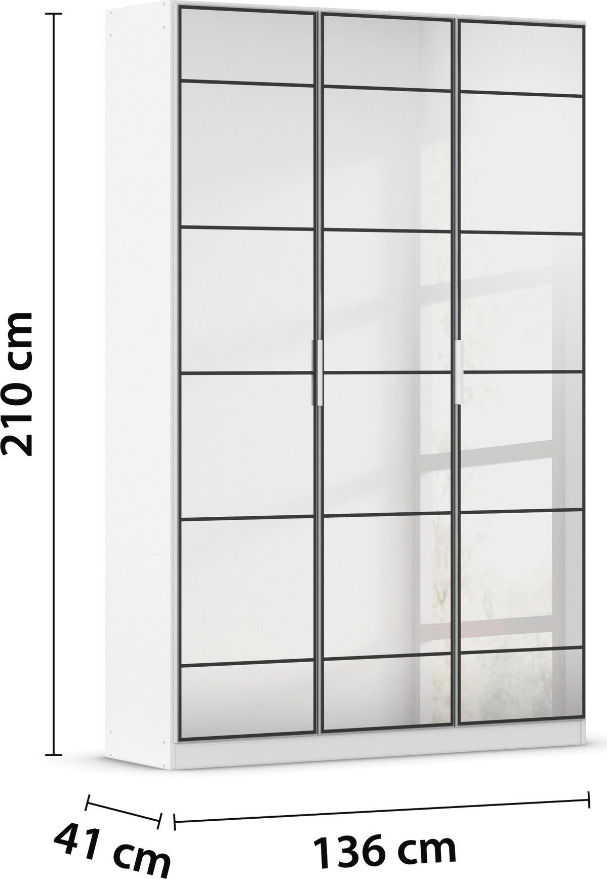 rauch Draaideurkast Kledingkast Kast Garderobe Slaapkamerkast ACERO Spiegelfront in moderne loft-look MADE IN GERMANY