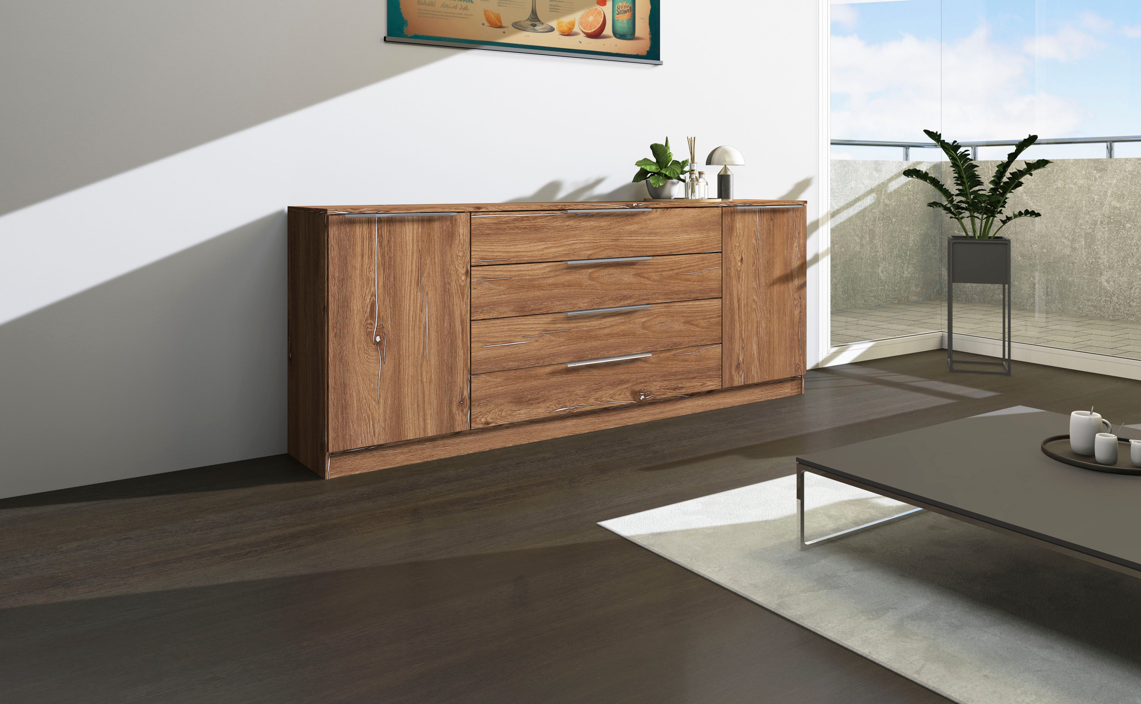 borchardt Möbel Kast Oliva Breedte 200 cm, met 4 lades