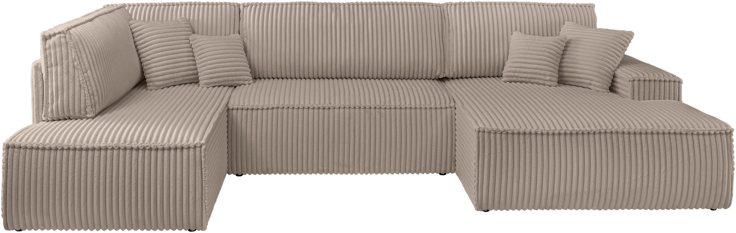 andas Zithoek FINNLEY U-model XXL 329 cm, bedbank, slaapfunctie m. bedkist