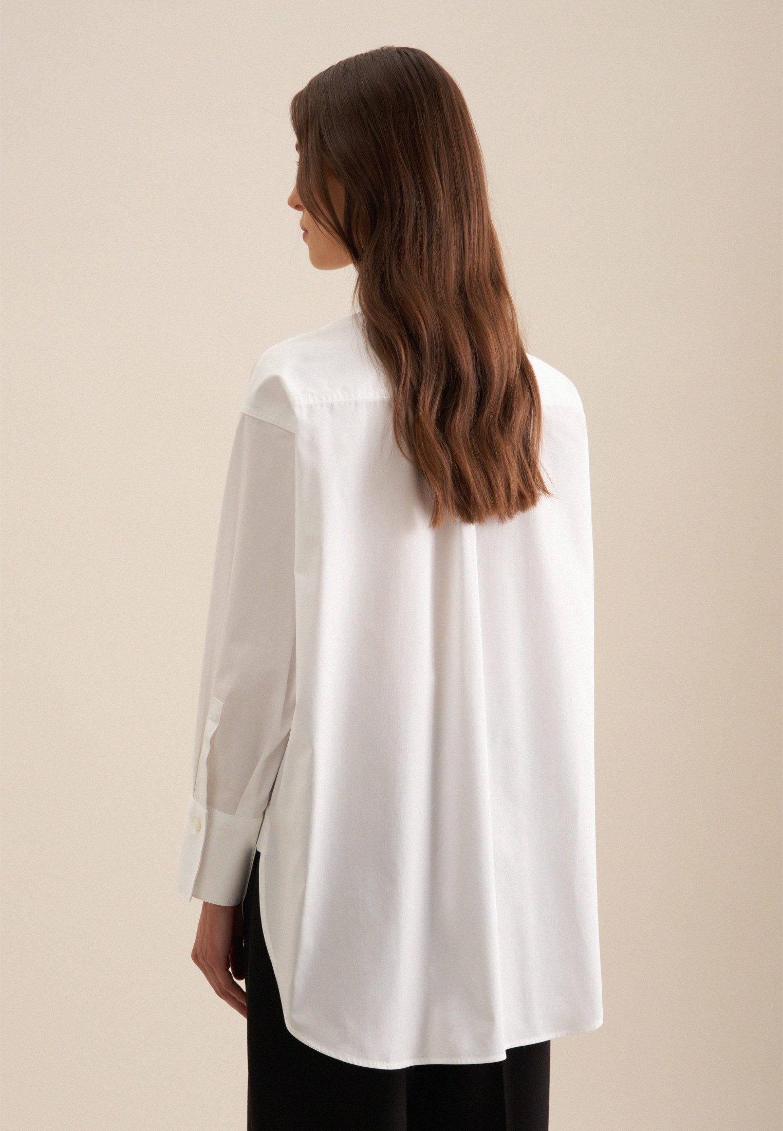 seidensticker Lange blouse Zwarte roos Lange mouwen kraag uni