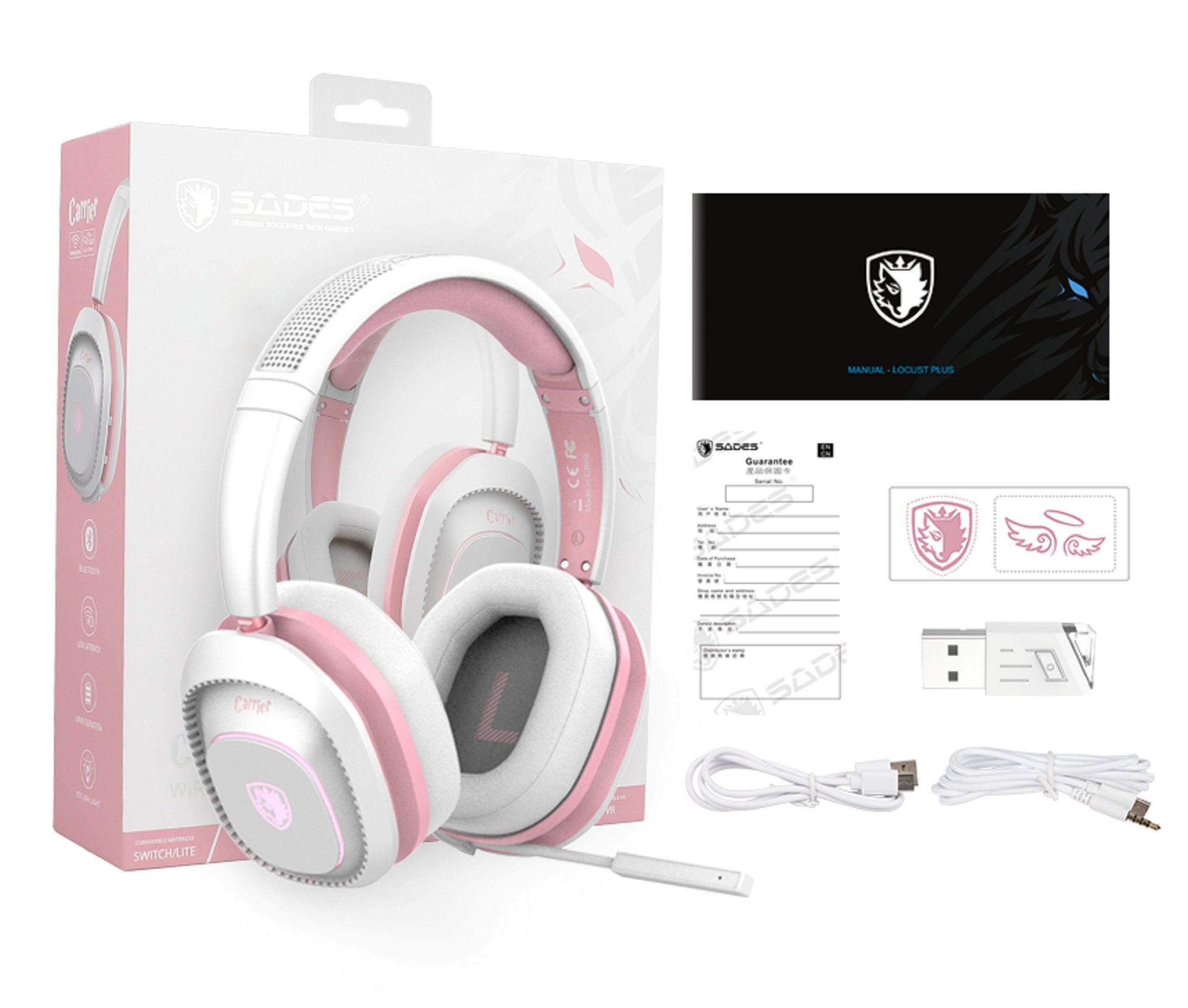 Sades Gaming-headset Carrier SA-203 draadloos, stereo, over ear, bluetooth 5.0, 2.4g, 3,5 mm