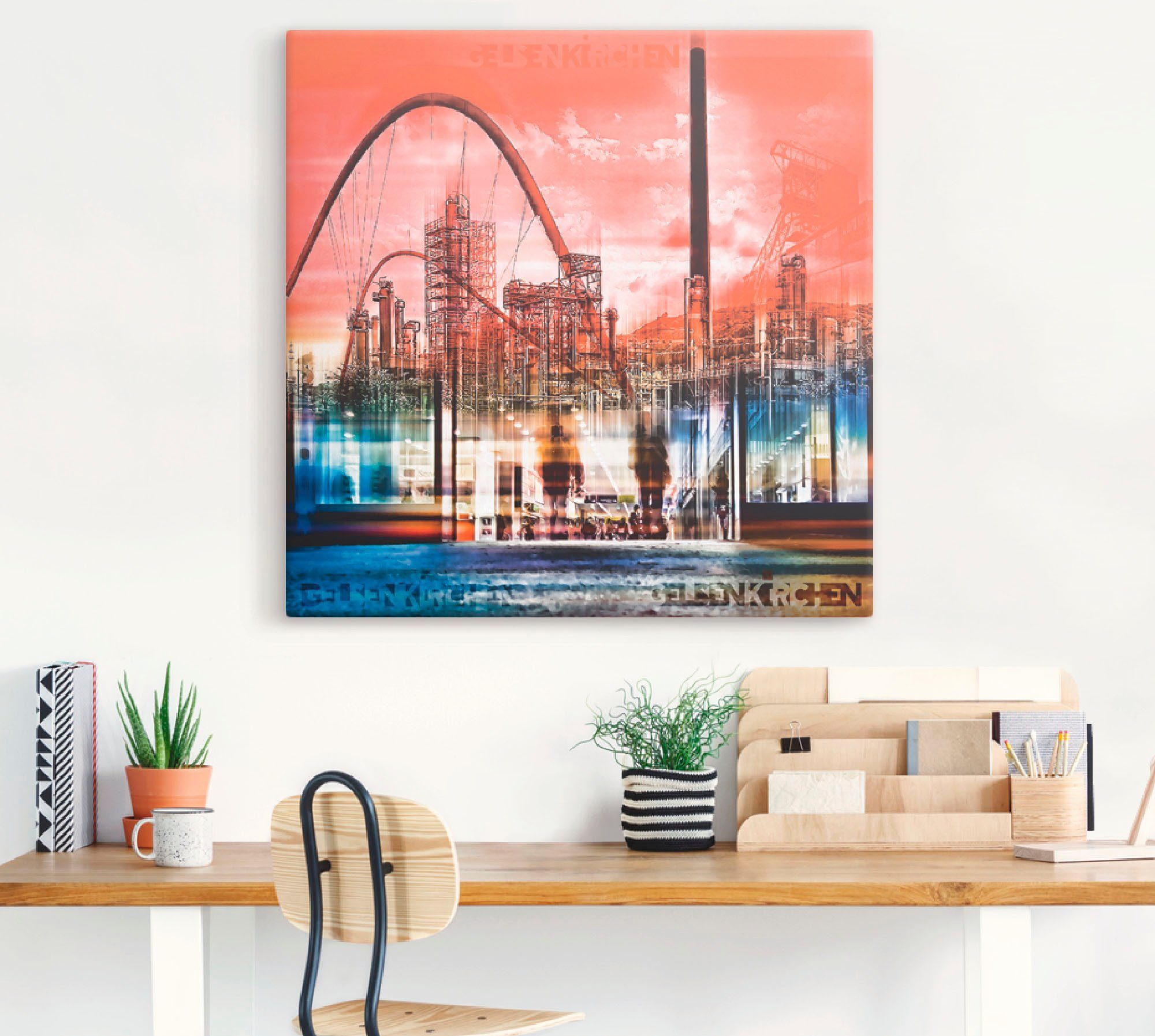 Artland Artprint op linnen Gelsenkirchen skyline collage 01