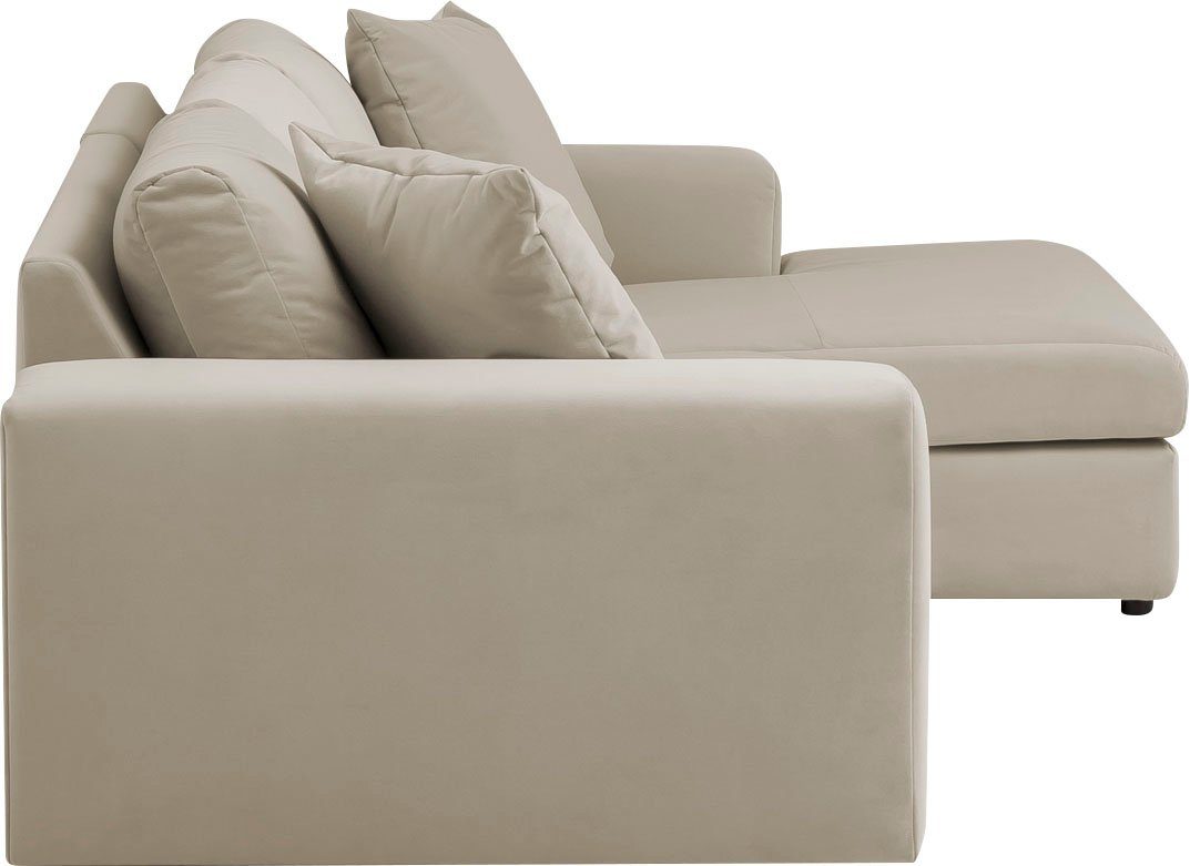 andas Hoekbank SLEETLAND XXL van fluweel of in vintage leer-look, L-model,