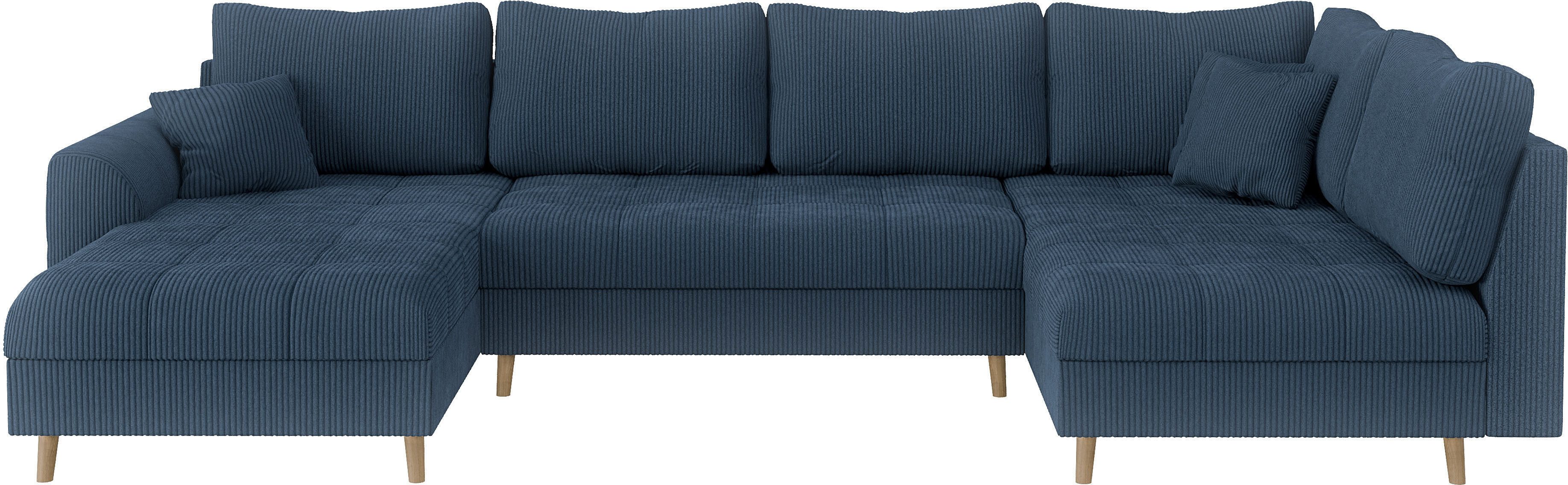 Home affaire Zithoek CHARRE U-vorm met ottomane, afmetingen B/D/H: 310/161/81 cm fijne stiksels, losse rug- en sierkussens, ook in cord en bouclé