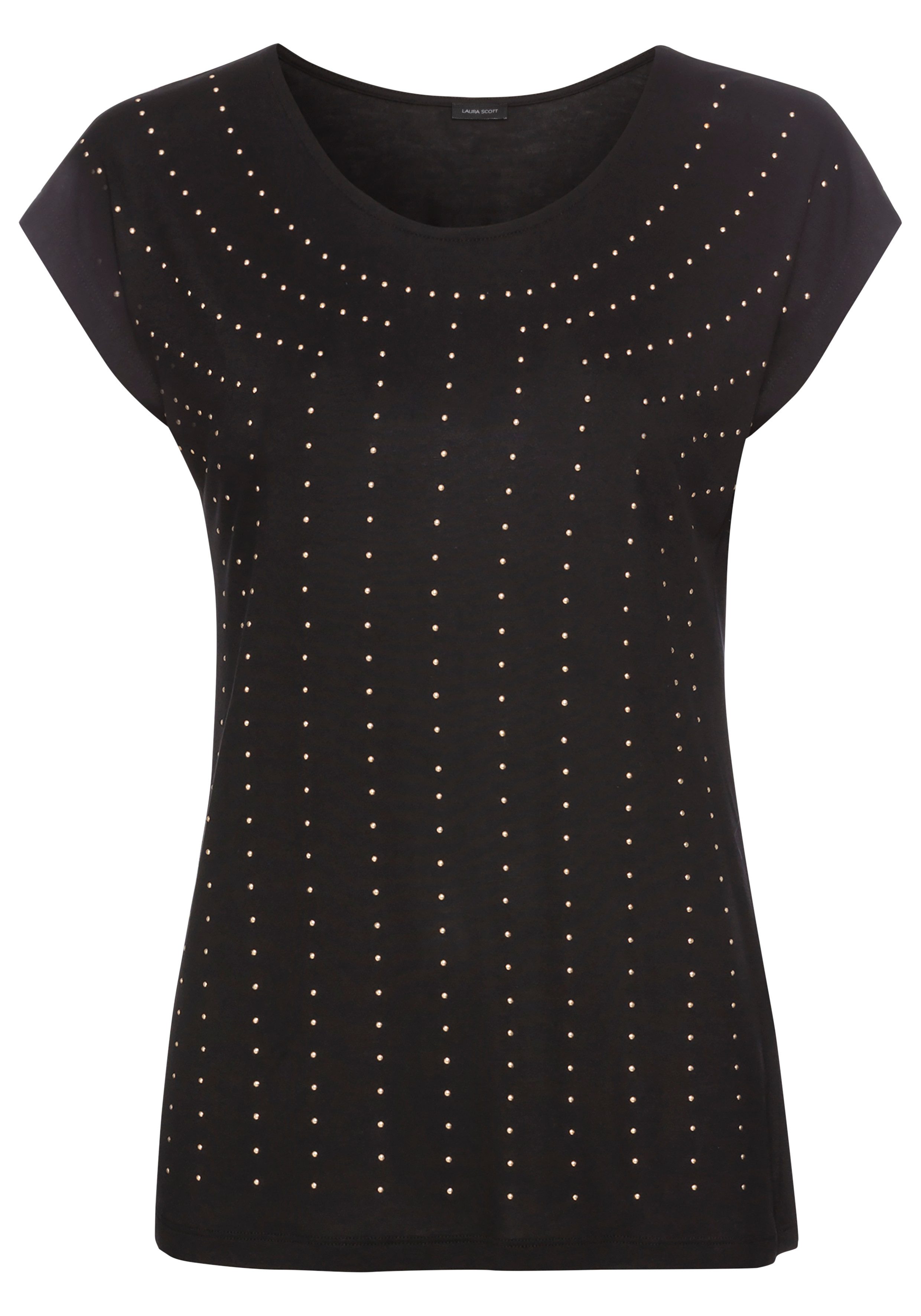 Laura Scott Shirt met ronde hals met sierstuds nieuwe collectie