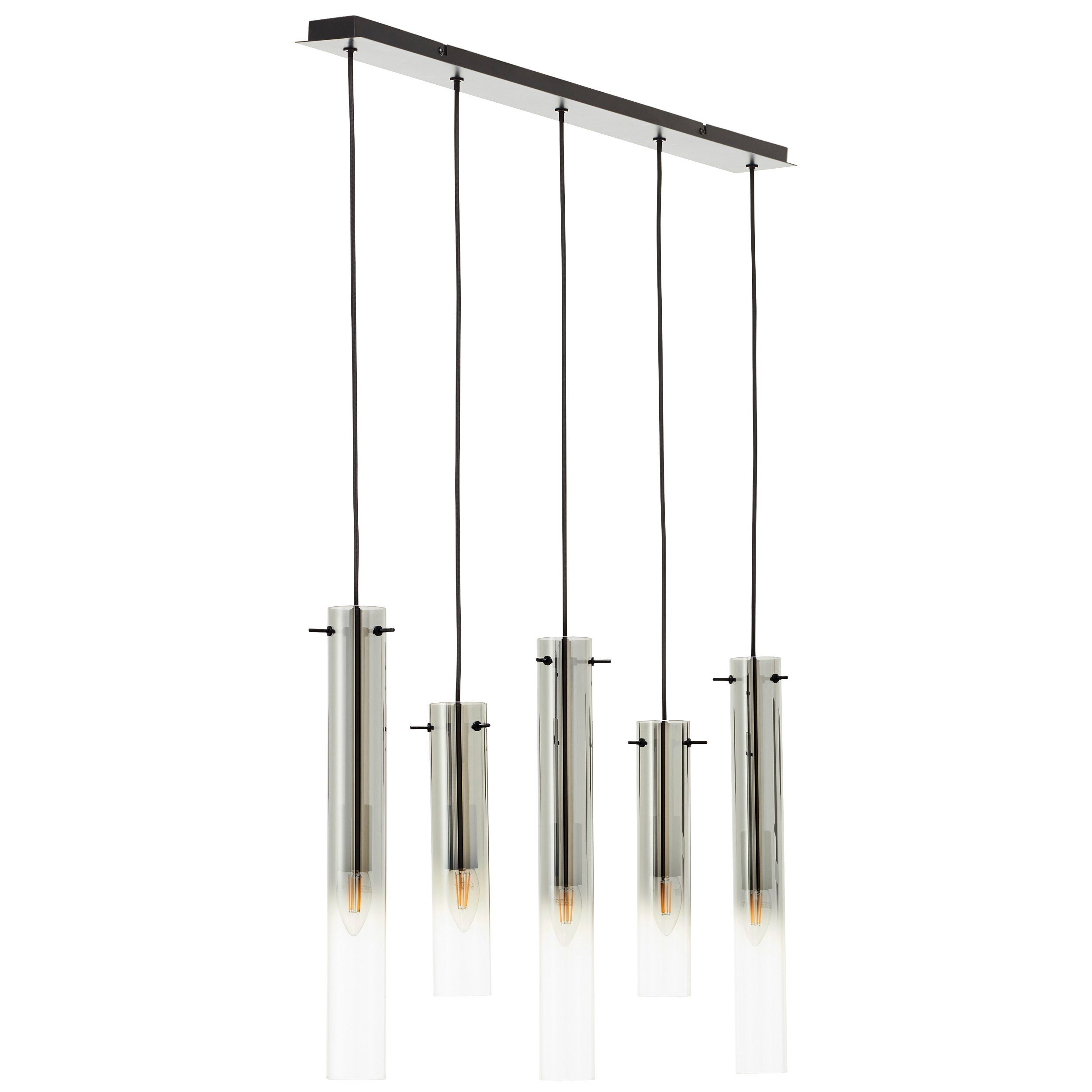 Brilliant Glasini Hanglamp 5-lichts Zwart-Gerookt Glas