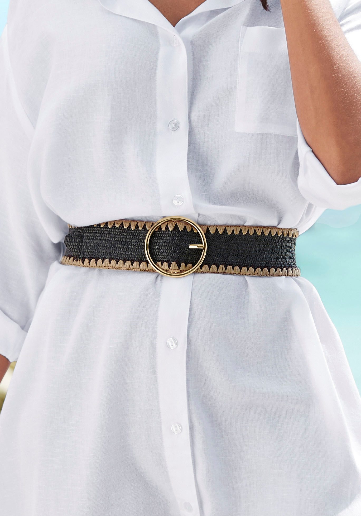 Lascana Tailleriem Stretch riem elastische riem in bamboe-look voor jurk & overall