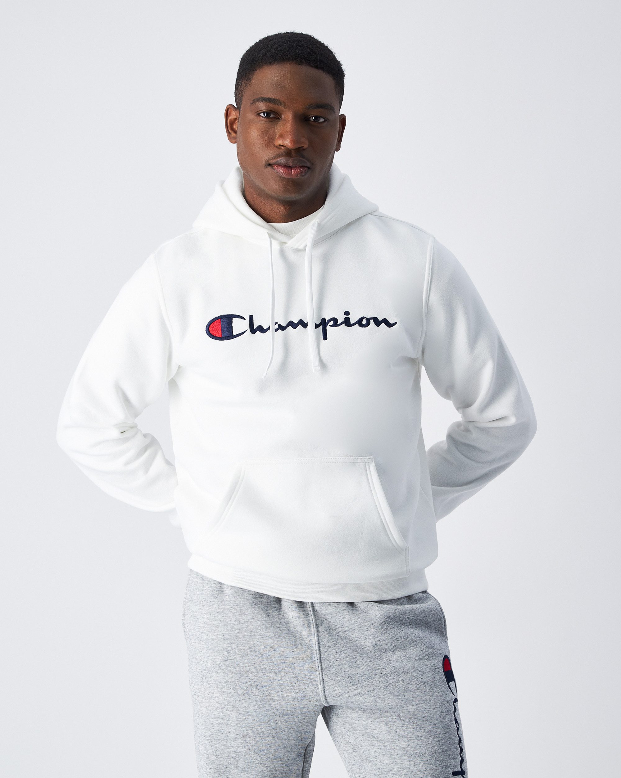 Champion Large Logo Overhead Hoodie White- Heren White