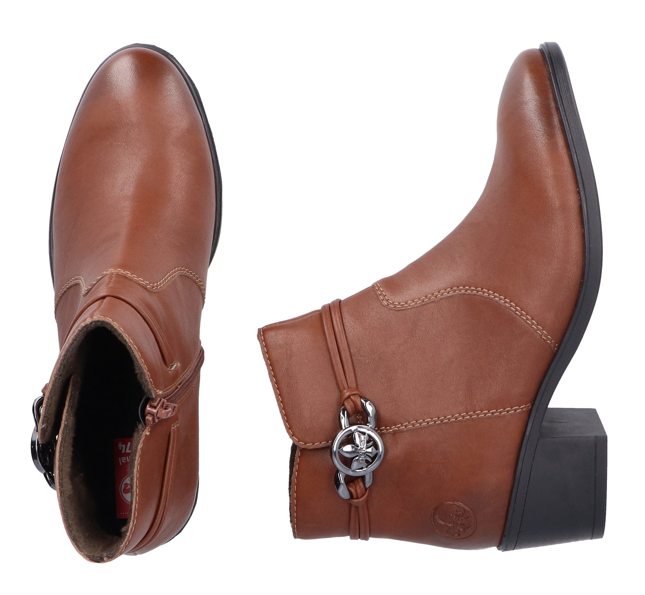 Rieker Laarsjes ankleboots, klassieke enkellaars, blokhak, binnenrits