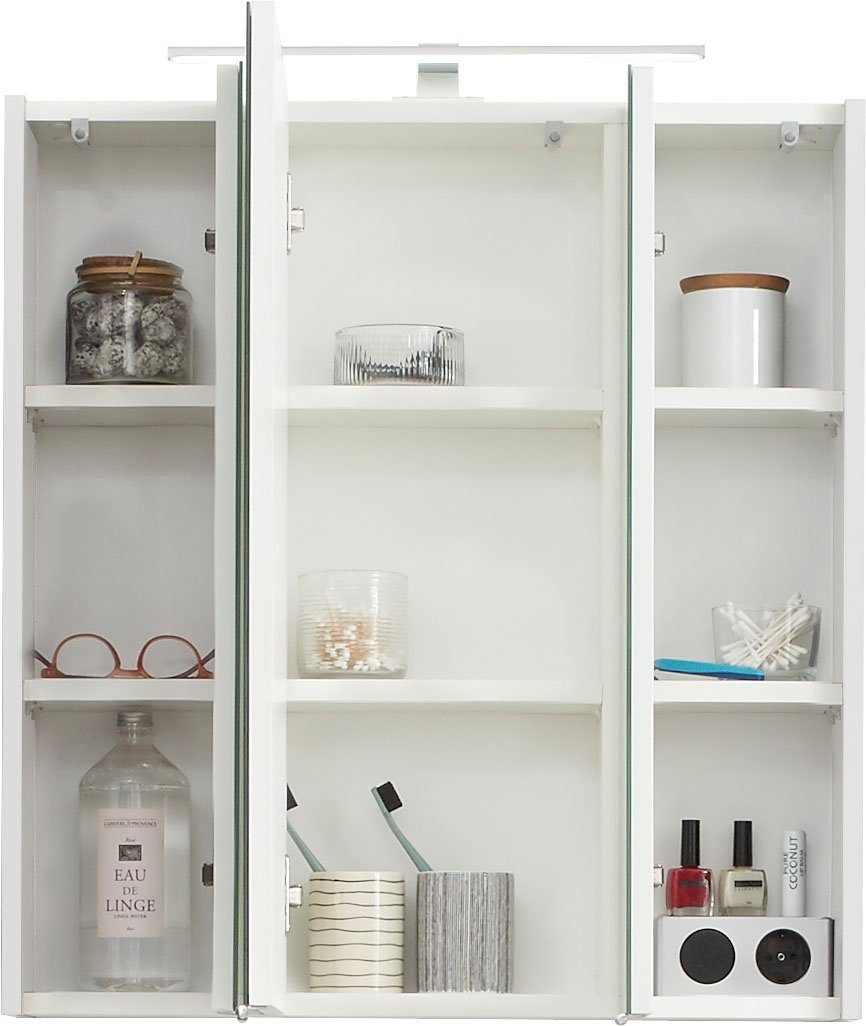 Saphir Badkamerserie Quickset 3-delig, wastafelonderkast met led-spiegelkast Onderkast, inclusief deurdemper, 6 deuren, 1 open vak, badkameraccessoireset (3-delig)