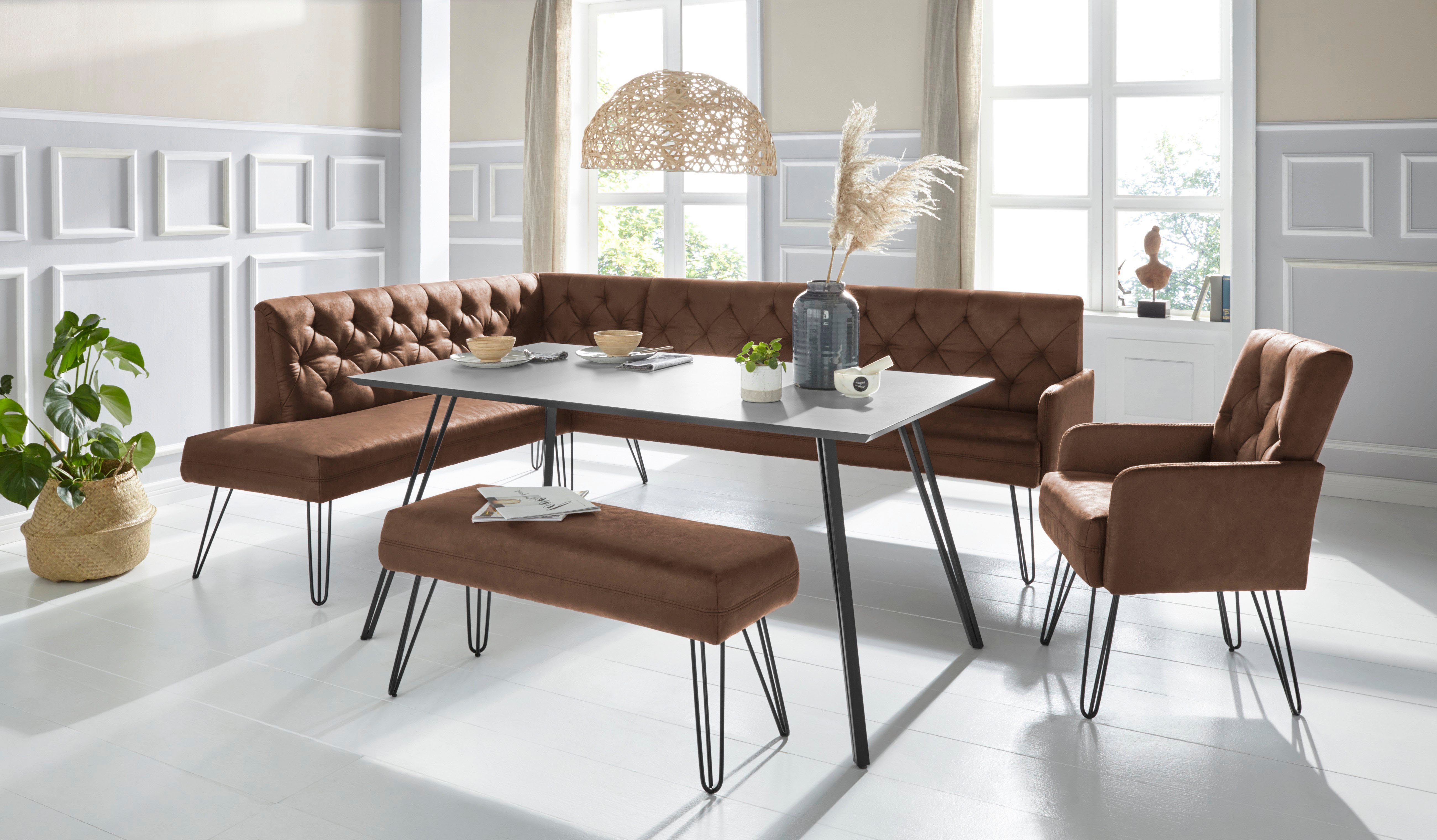 exxpo - sofa fashion Hoekbank Doppio, Chesterfield look, comfortabel en handig, hoge designvoeten