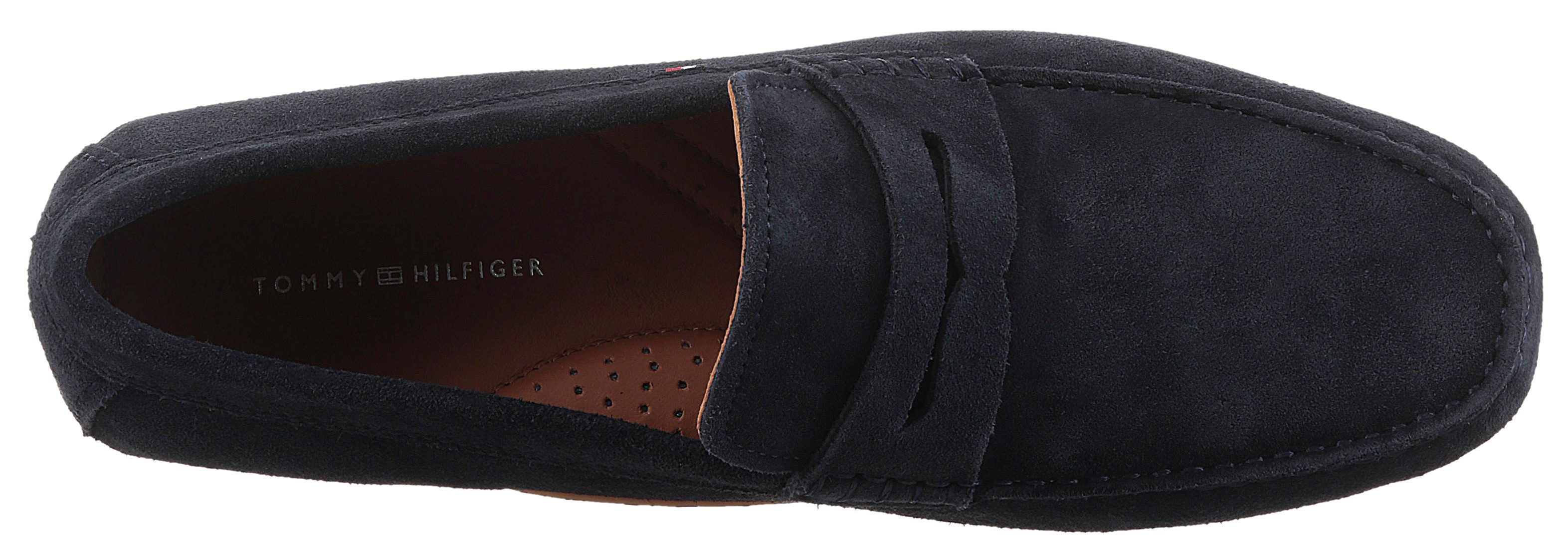 Tommy Hilfiger Instappers CASUAL HILFIGER SUEDE DRIVER , loafers, businessschoen, mocassin met sierriem, smalle vorm