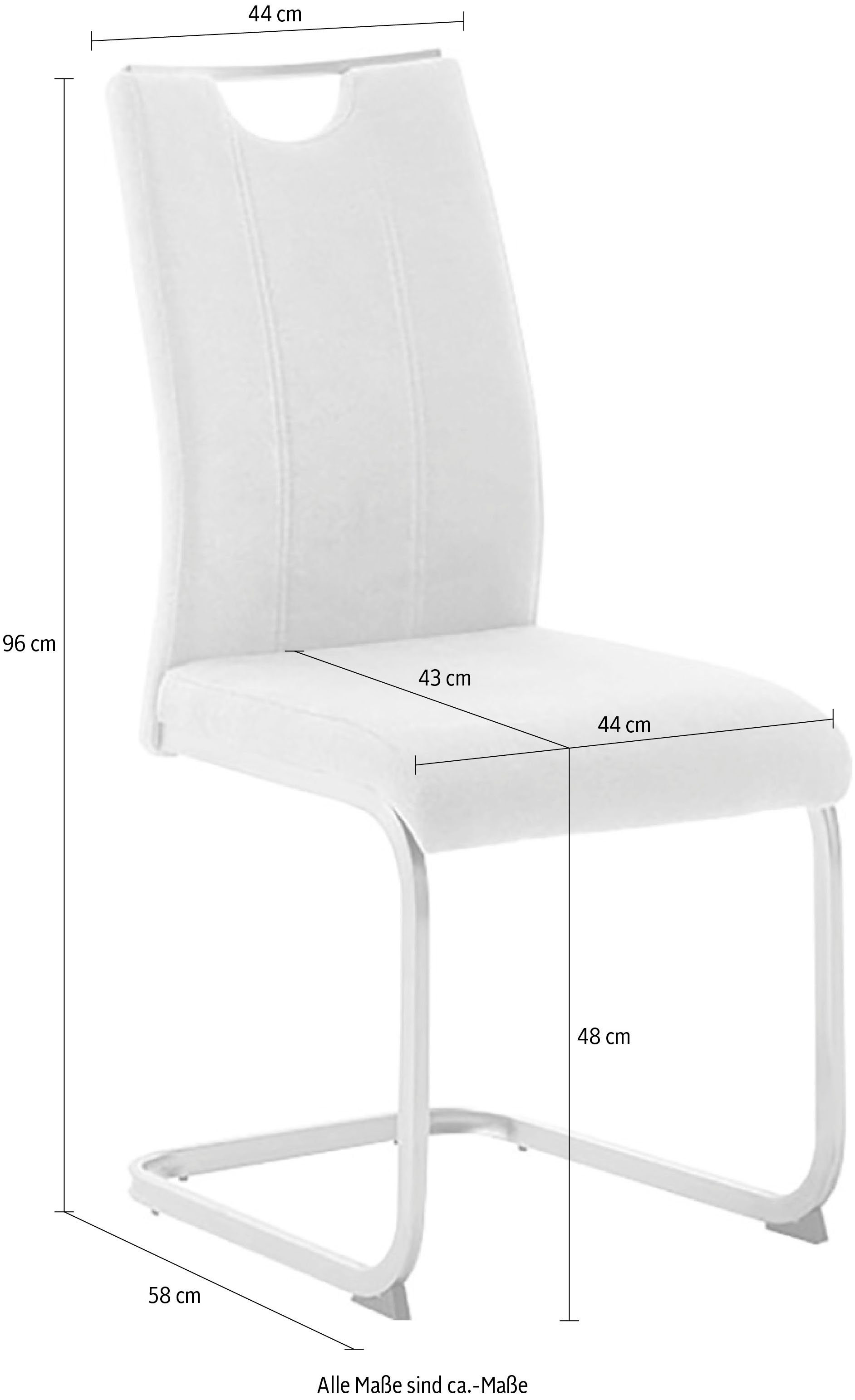 MCA furniture Vrijdragende stoel MCA DERESINA sledestoel met handgreep (4-set), schommelstoelen met handgreep, comfort zithoogte van ca. 48 cm