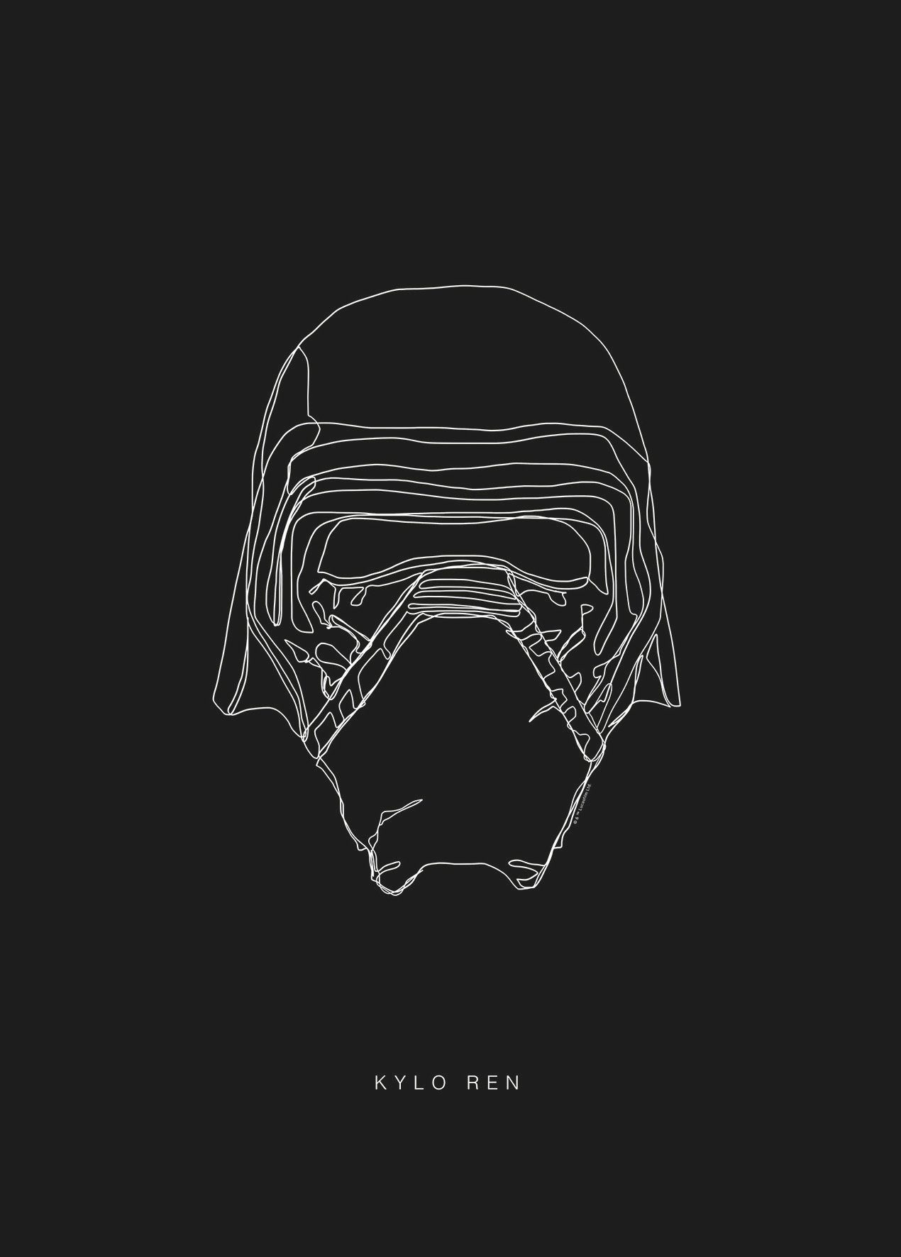 Komar wanddecoratie Star Wars Lines Dark Side Kylo, zonder lijst