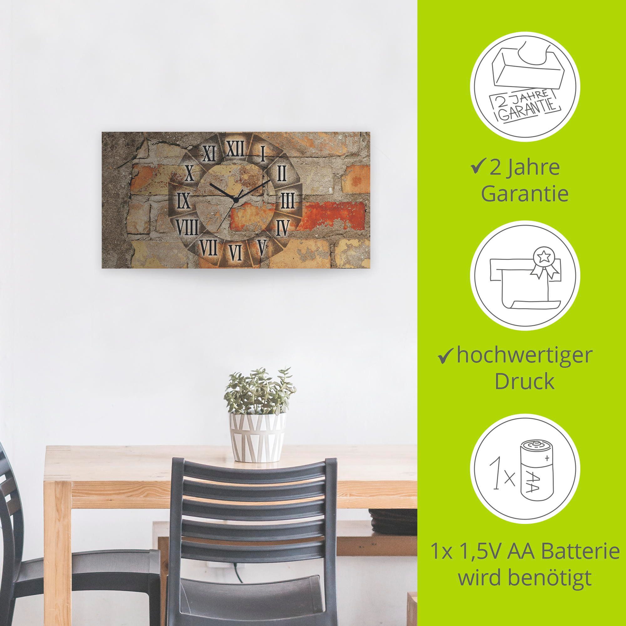 Artland Wandklok Antiek horloge 3d-look geschulpt, met kwarts- of radiografisch uurwerk, verschillende maten