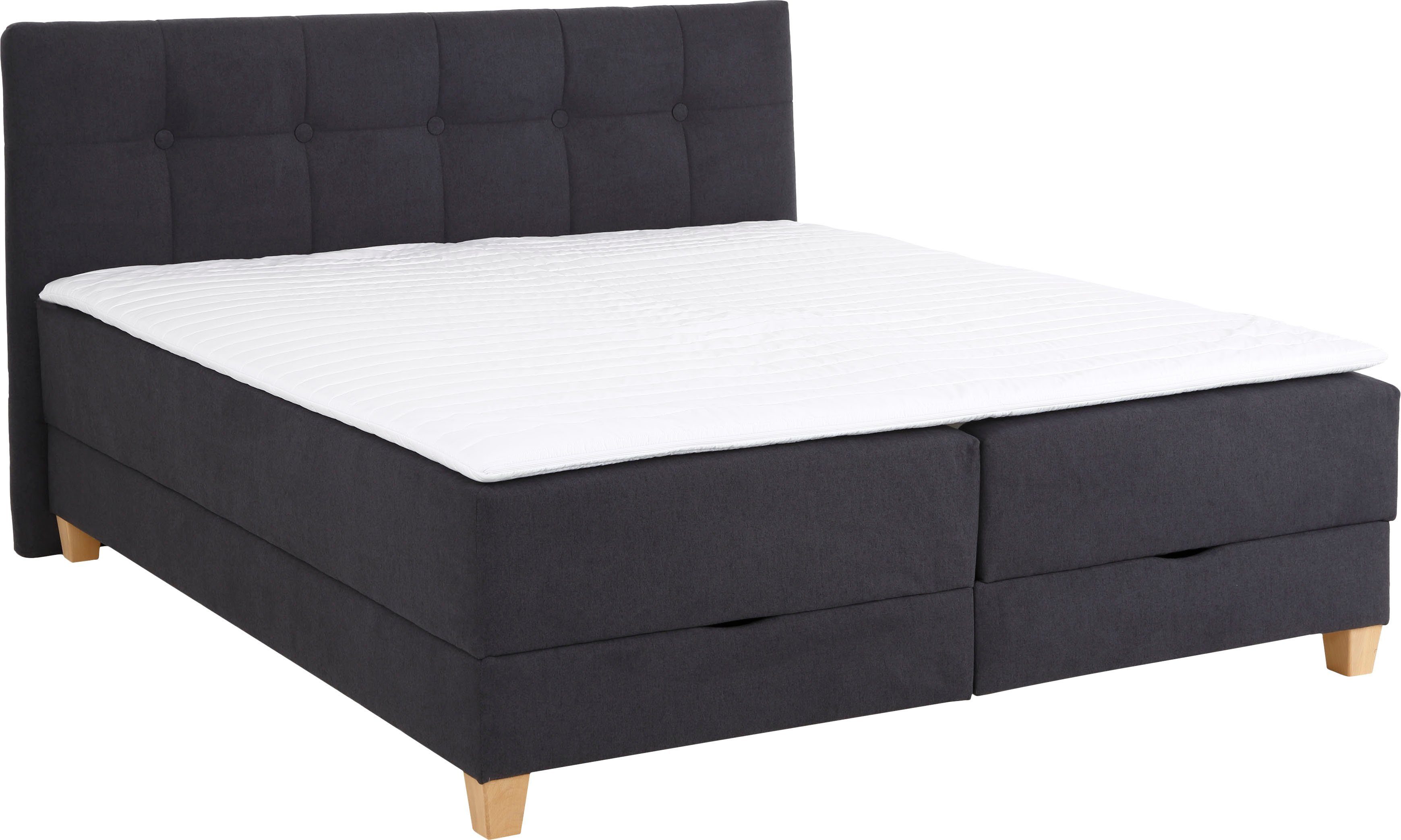 Home affaire Boxspring Lonrai in h2, h3 & h4 en xxl - verlengde 220 cm kiesbaar, incl. topper