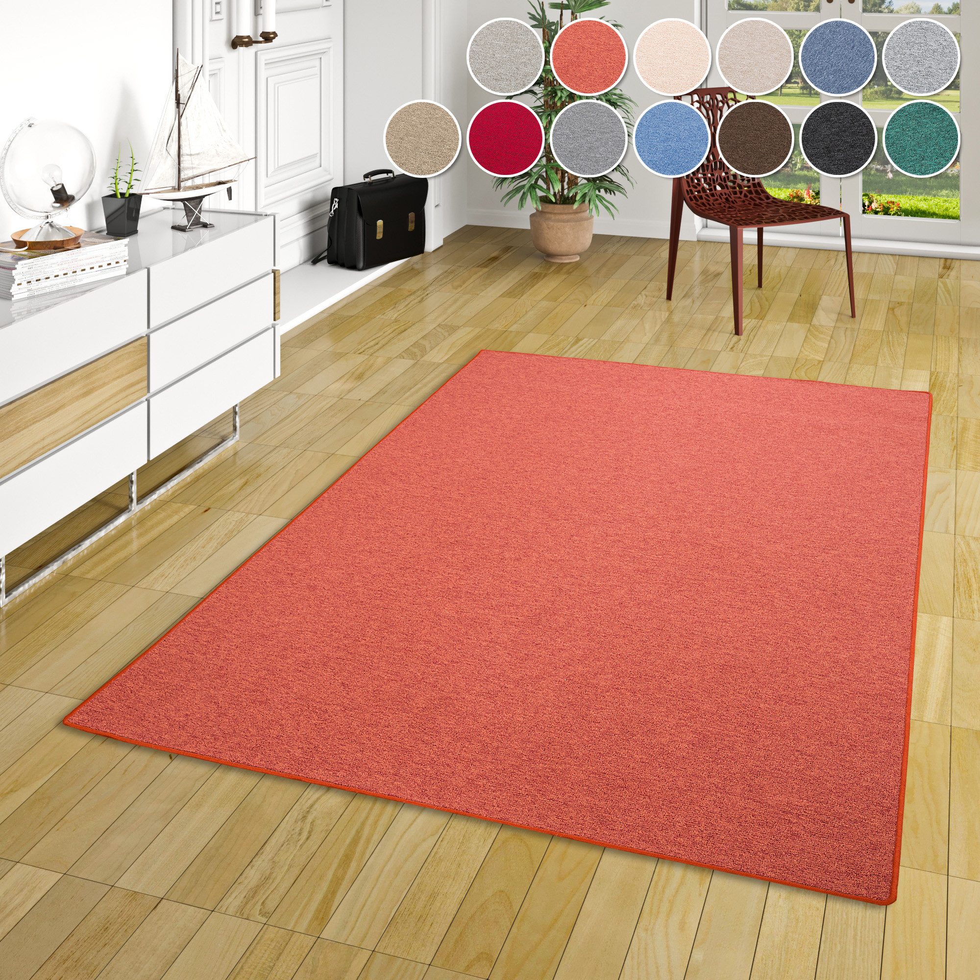 my home Vloerkleed Fortis Effen kleuren, lussen, geketteld, ook als loper, slijtvast moderne vloerkleden rood
