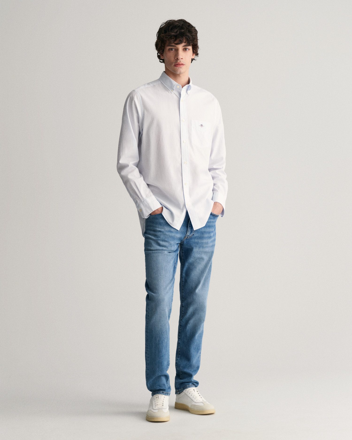 Gant Overhemd met lange mouwen REG POPLIN BANKER SHIRT Banker Stripe popeline, lichte katoen