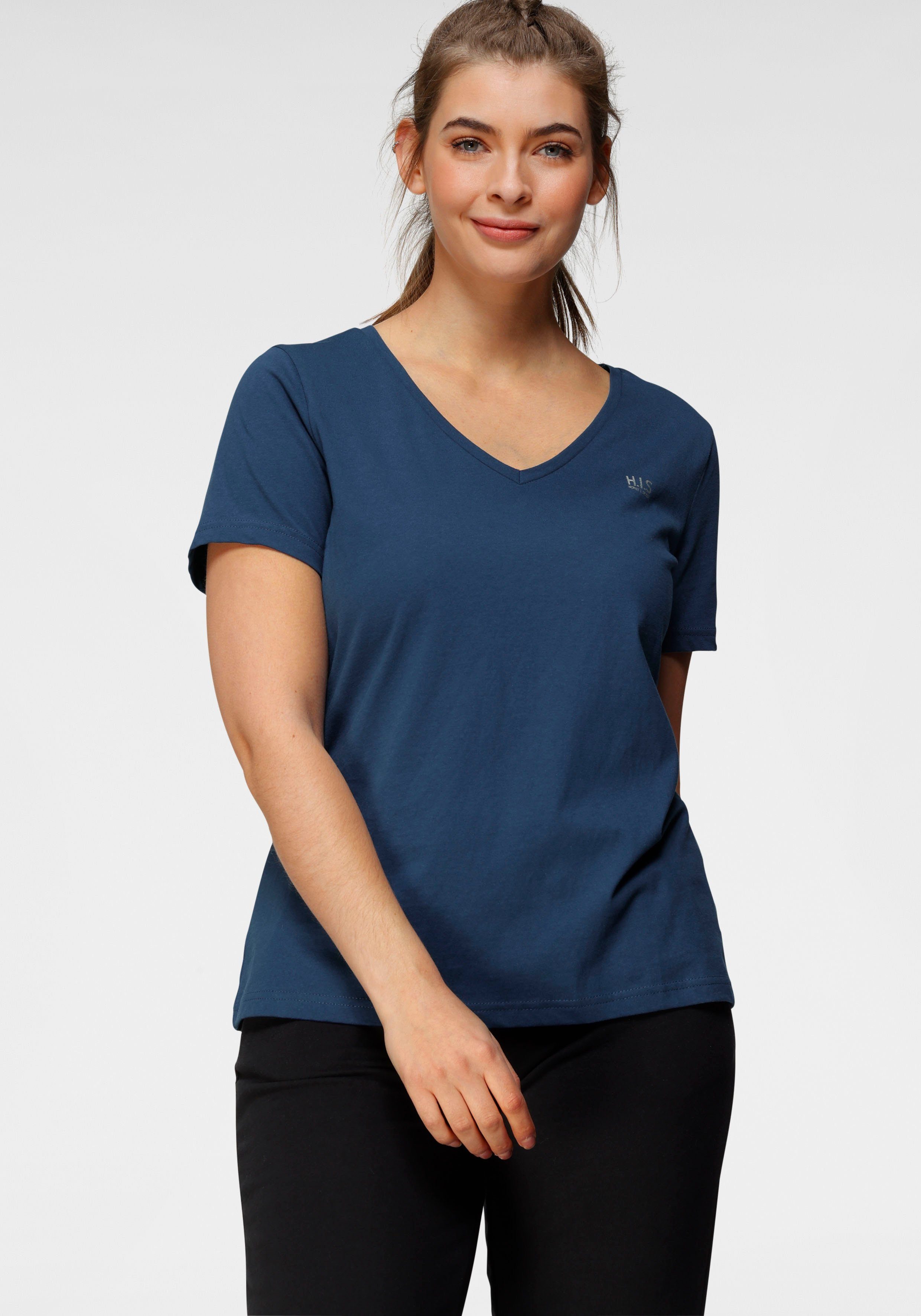 H.I.S T-shirt Essential basics figuurvolgende snit, van katoen (Set van 3)