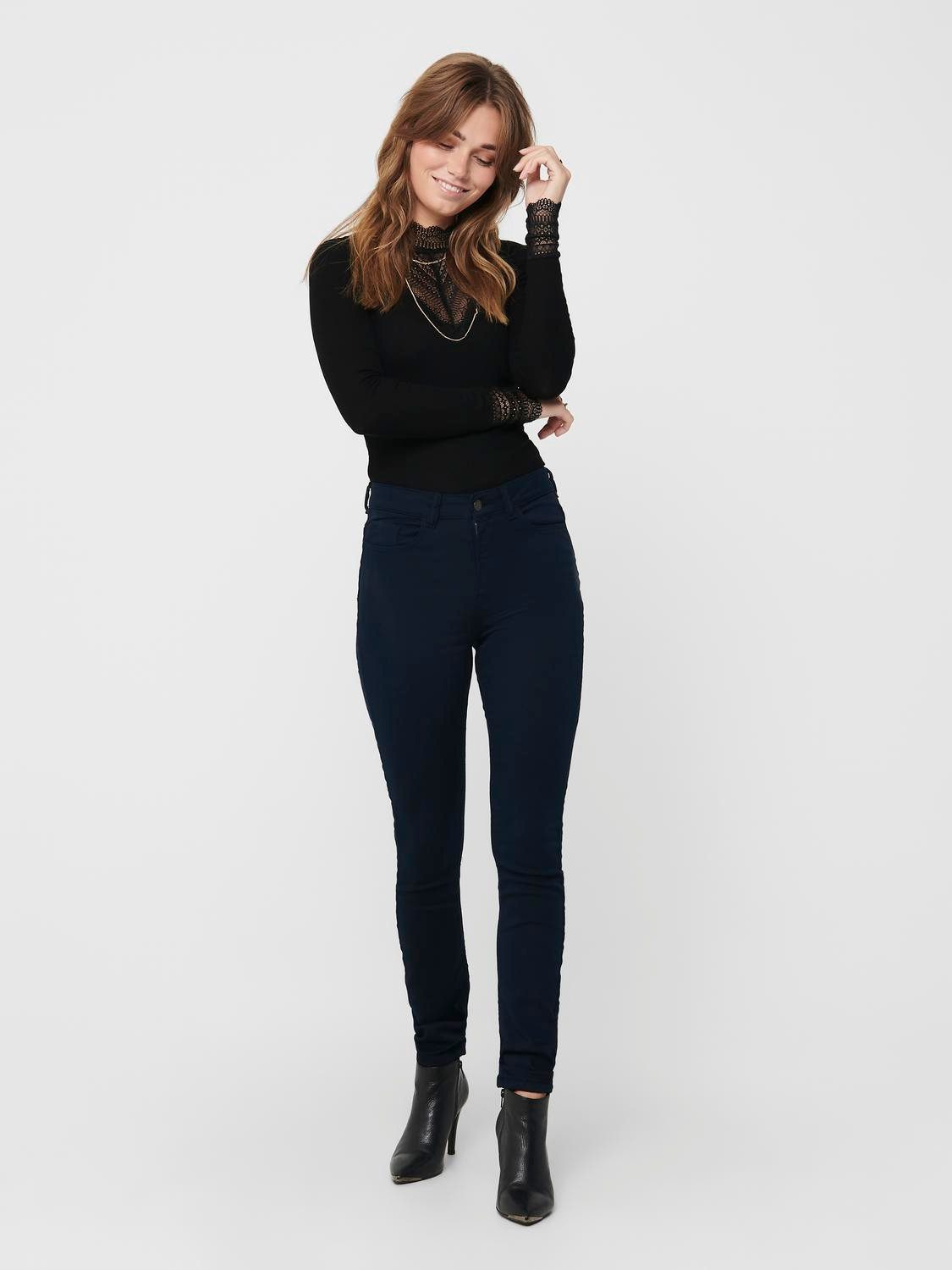 Only Kanten shirt ONLTILDE L/S HIGH NECK LACE TOP JRS