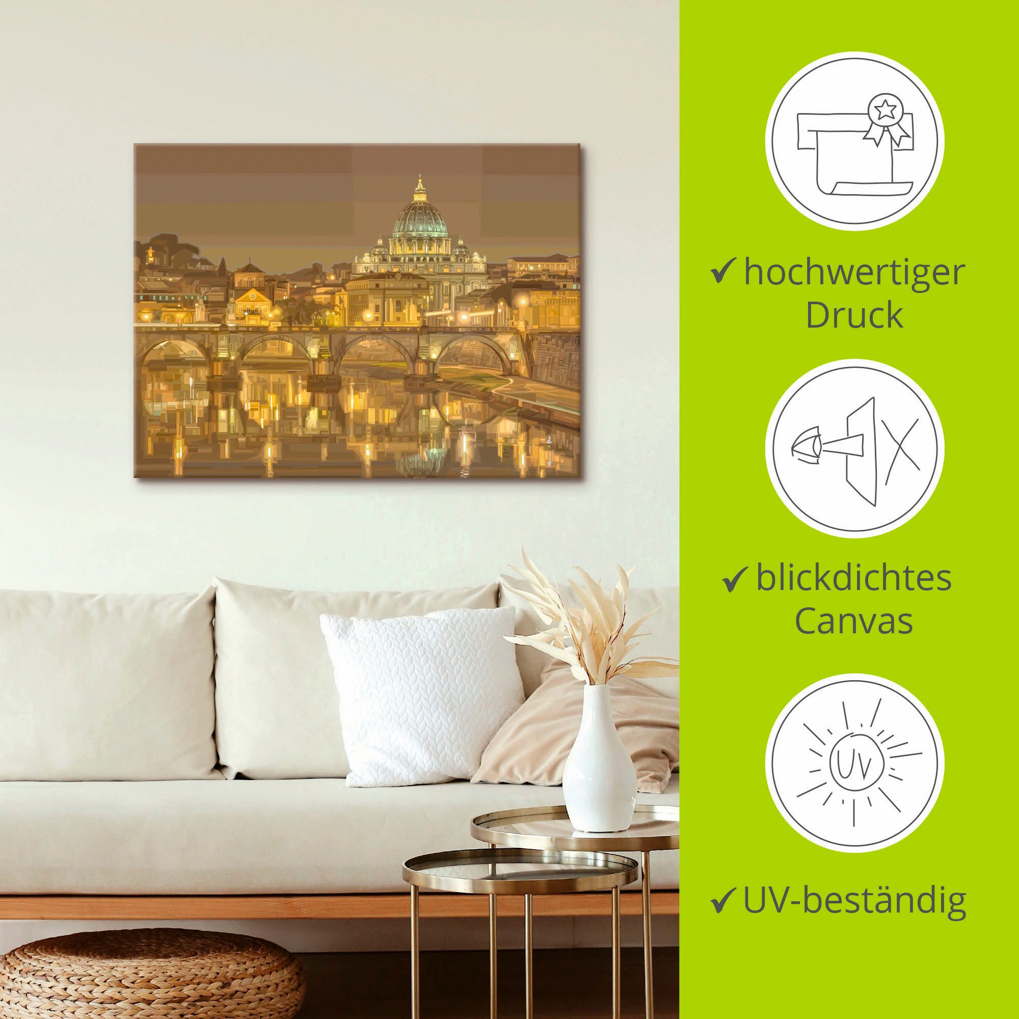 Artland Artprint op linnen Rome Sint-Pietersbasiliek