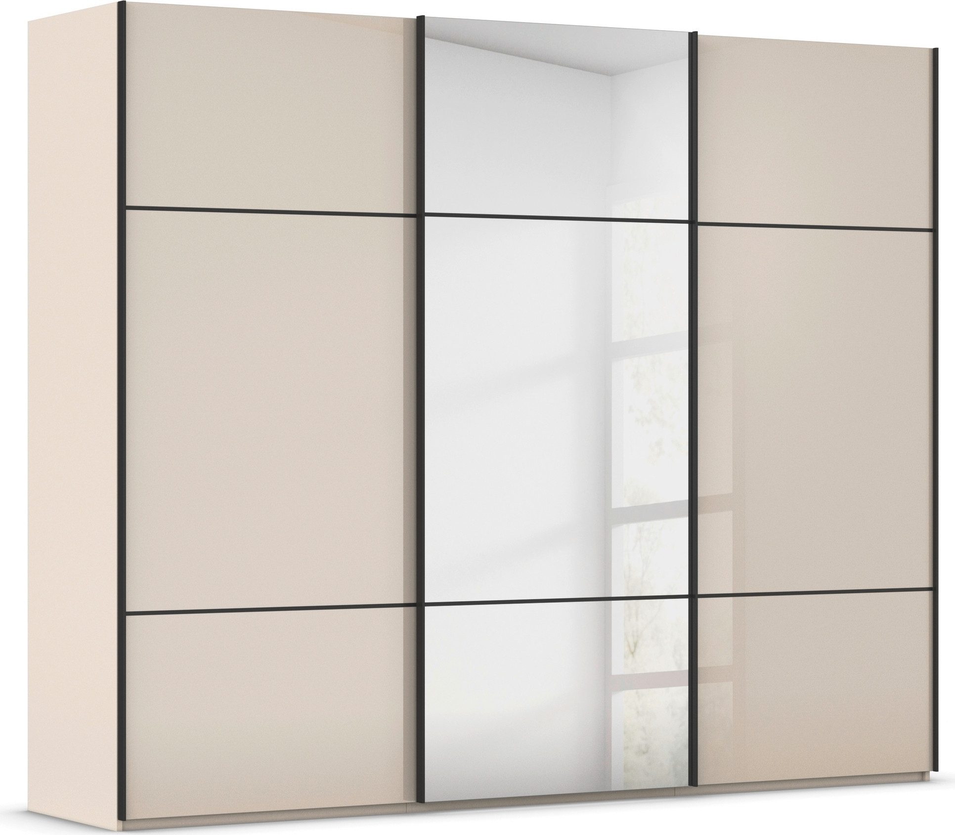 rauch Schuifdeurkast Kledingkast kast garderobe slaapkamerkast SCALE-TRIO edel drievoudig front met 2 sierlijsten spiegel/glas made in germany