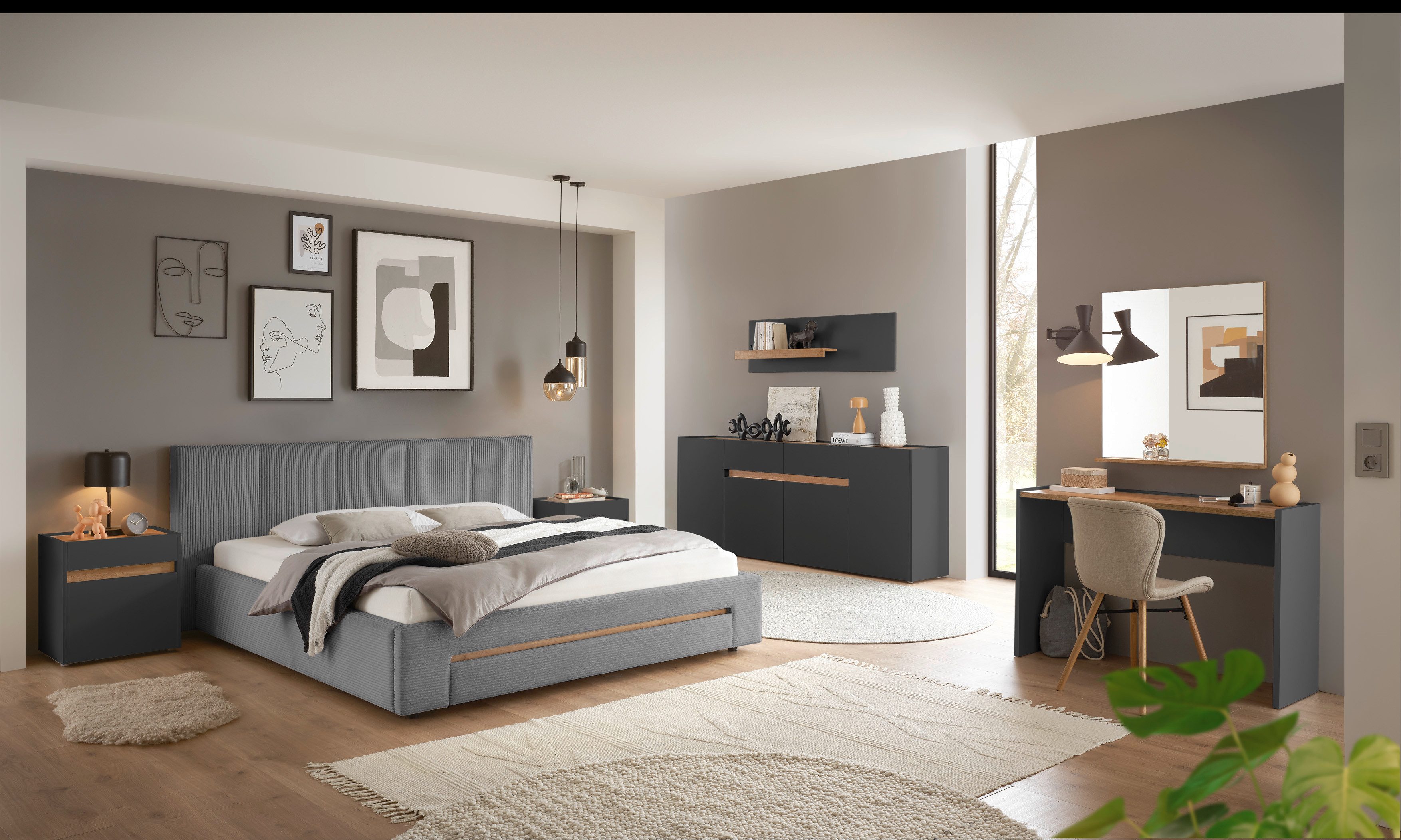 INOSIGN Gestoffeerd bed CiTY/GiRON, bedframe met bedlade, gestoffeerd opbergbed met hondenbed of opberglade, bekleding van corduroy of linnenlook