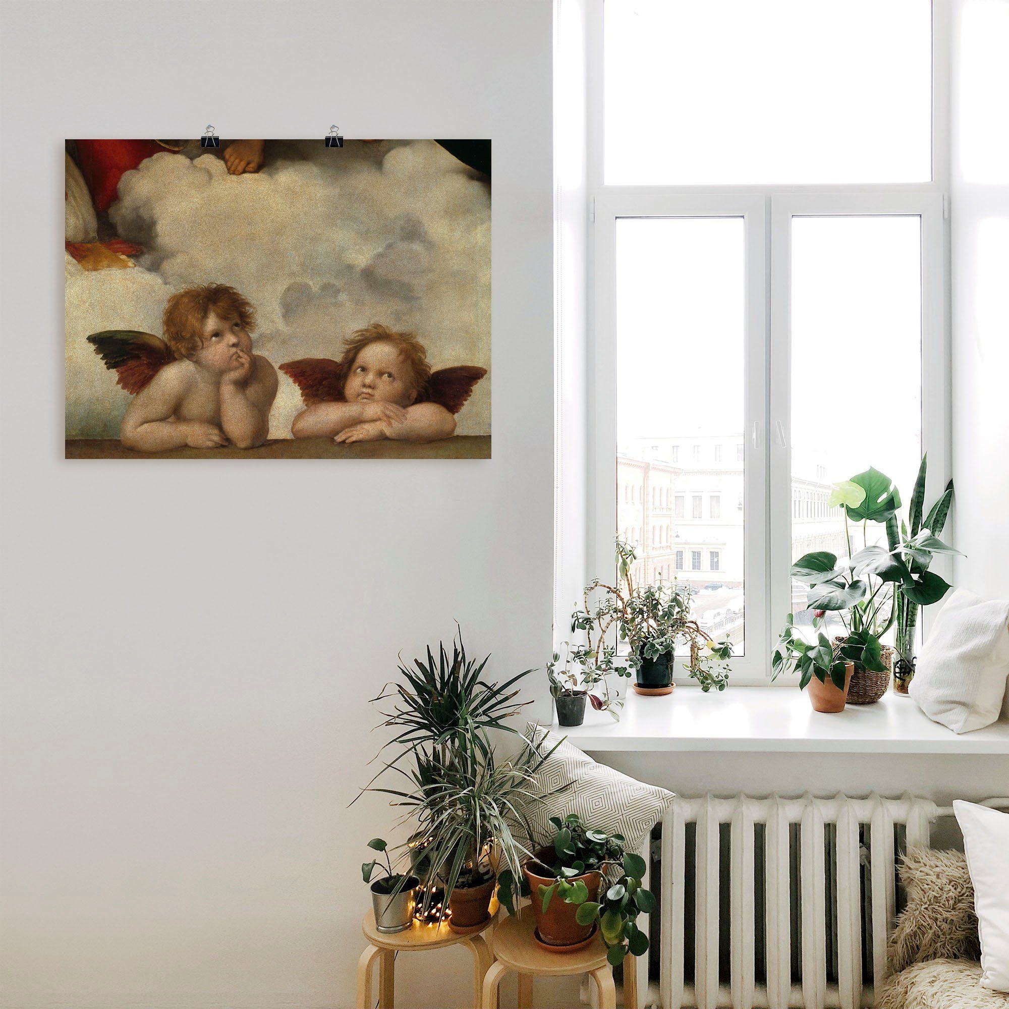 Artland Artprint Detail van de Sixtijnse Madonna. als artprint op linnen, poster, muursticker in verschillende maten