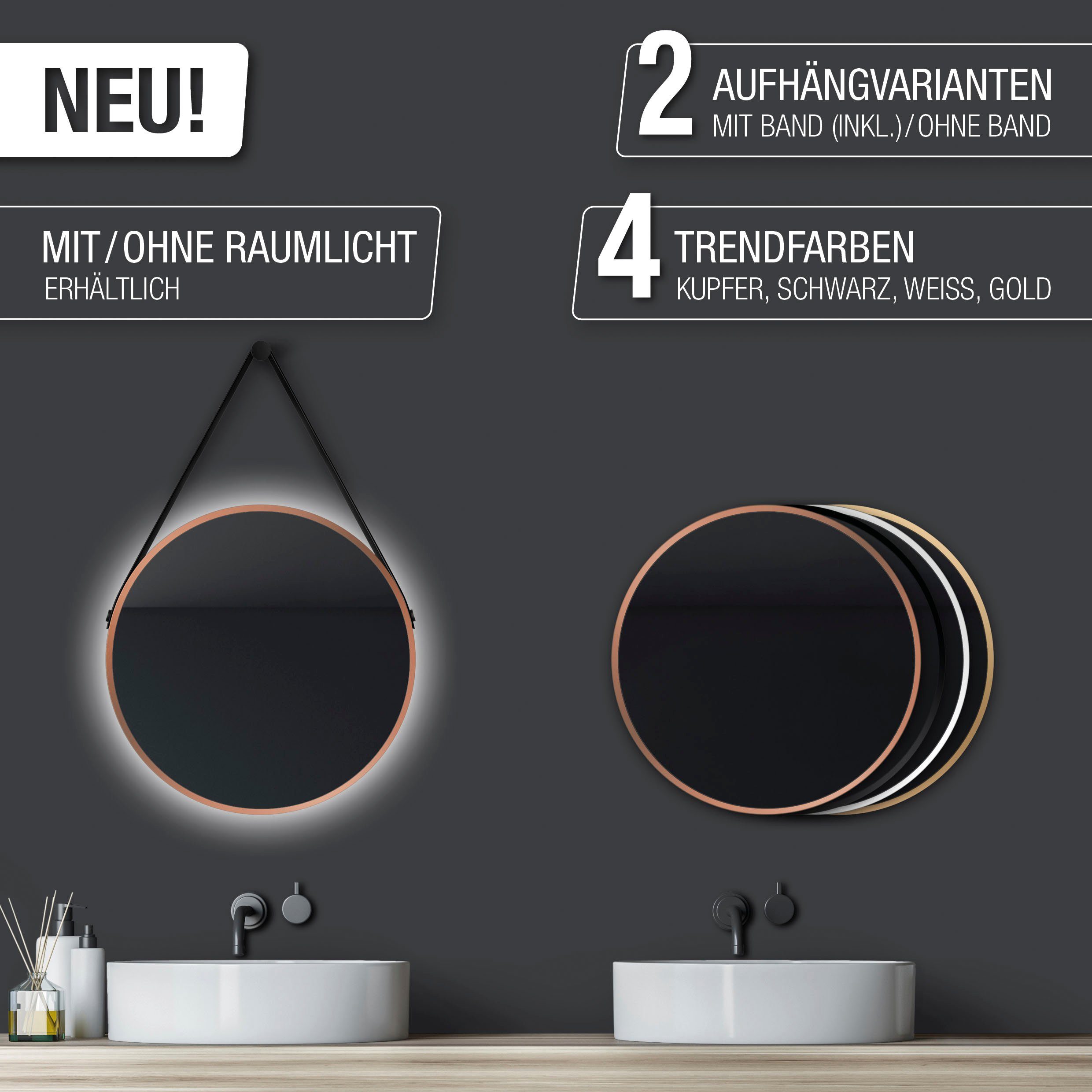Talos Led-lichtspiegel rond, met indirecte ledverlichting, mat ø 50 cm