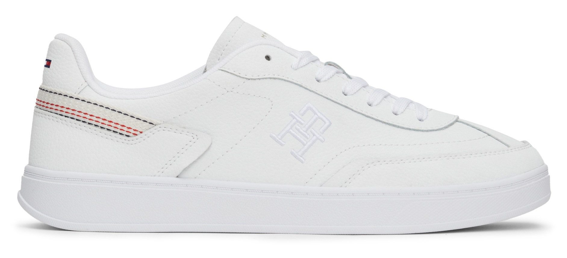 Tommy Hilfiger Plateausneakers TH HERITAGE COURT SNEAKER STRPS , vrijetijdsschoen, lage schoen, veterschoen met zijlijk monogram