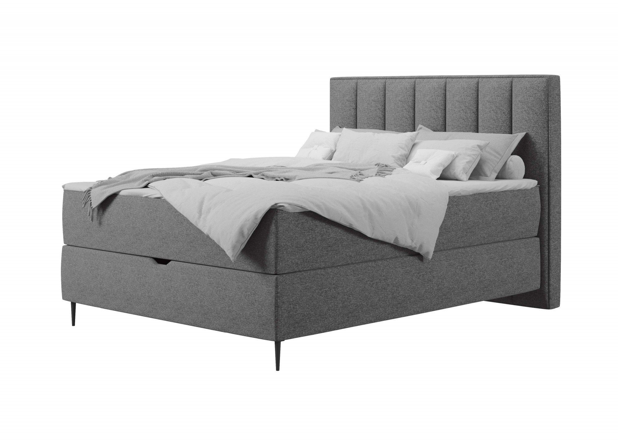 Places of Style Boxspring Rita met pocketveringsmatras en bedkist boxsprings grijs