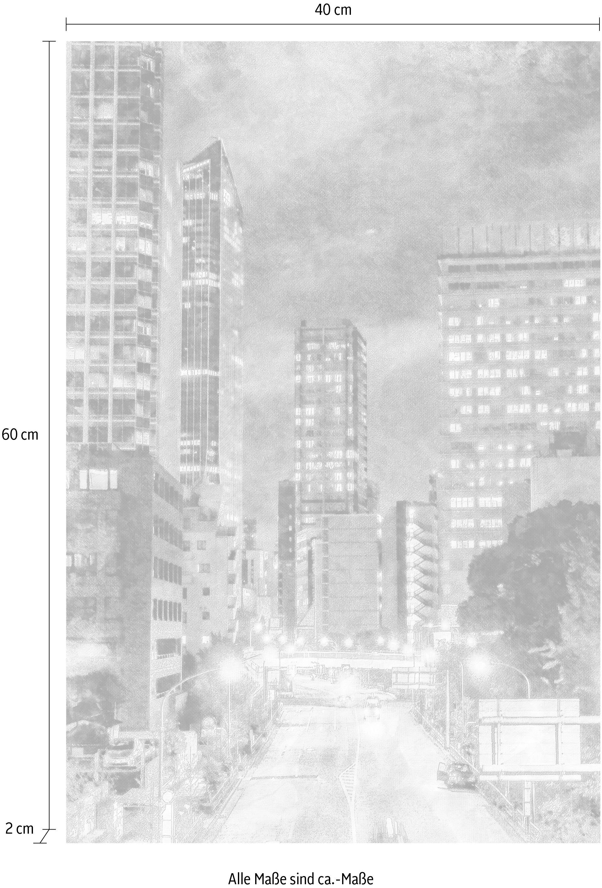 queence Artprint op linnen Stad wolkenkrabber Premium canvasstof, handgemaakt in Duitsland