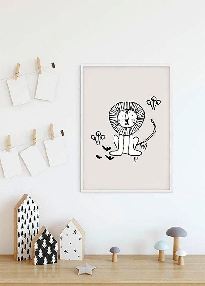 Komar Wanddecoratie Scribble Lion Wanddecoratie - zonder lijst (1 stuk)