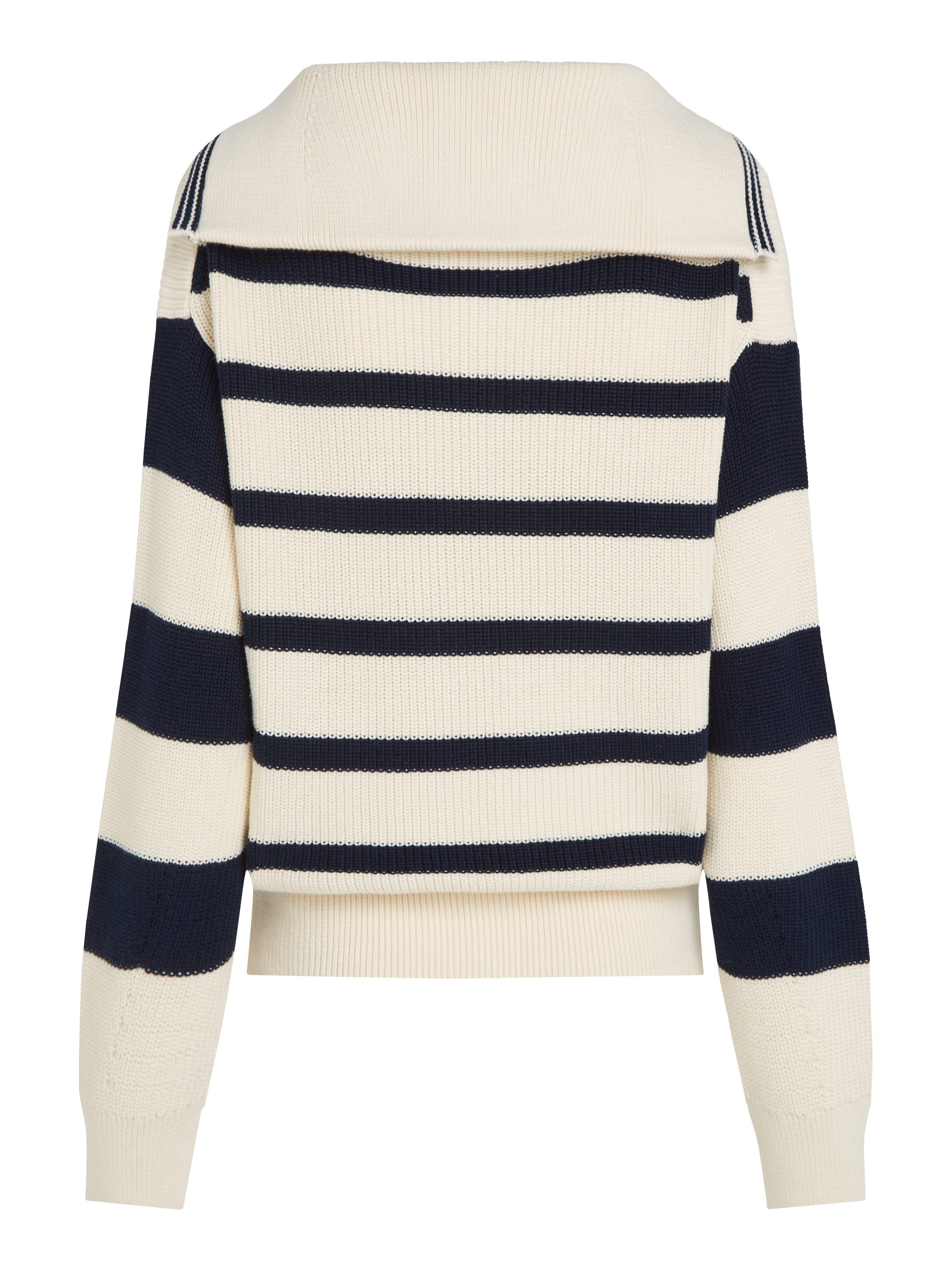 Tommy Hilfiger Trui met polokraag CO CARDI STITCH OPEN POLO SWT LS met parelvangpatroon polokraag logo-borduursel