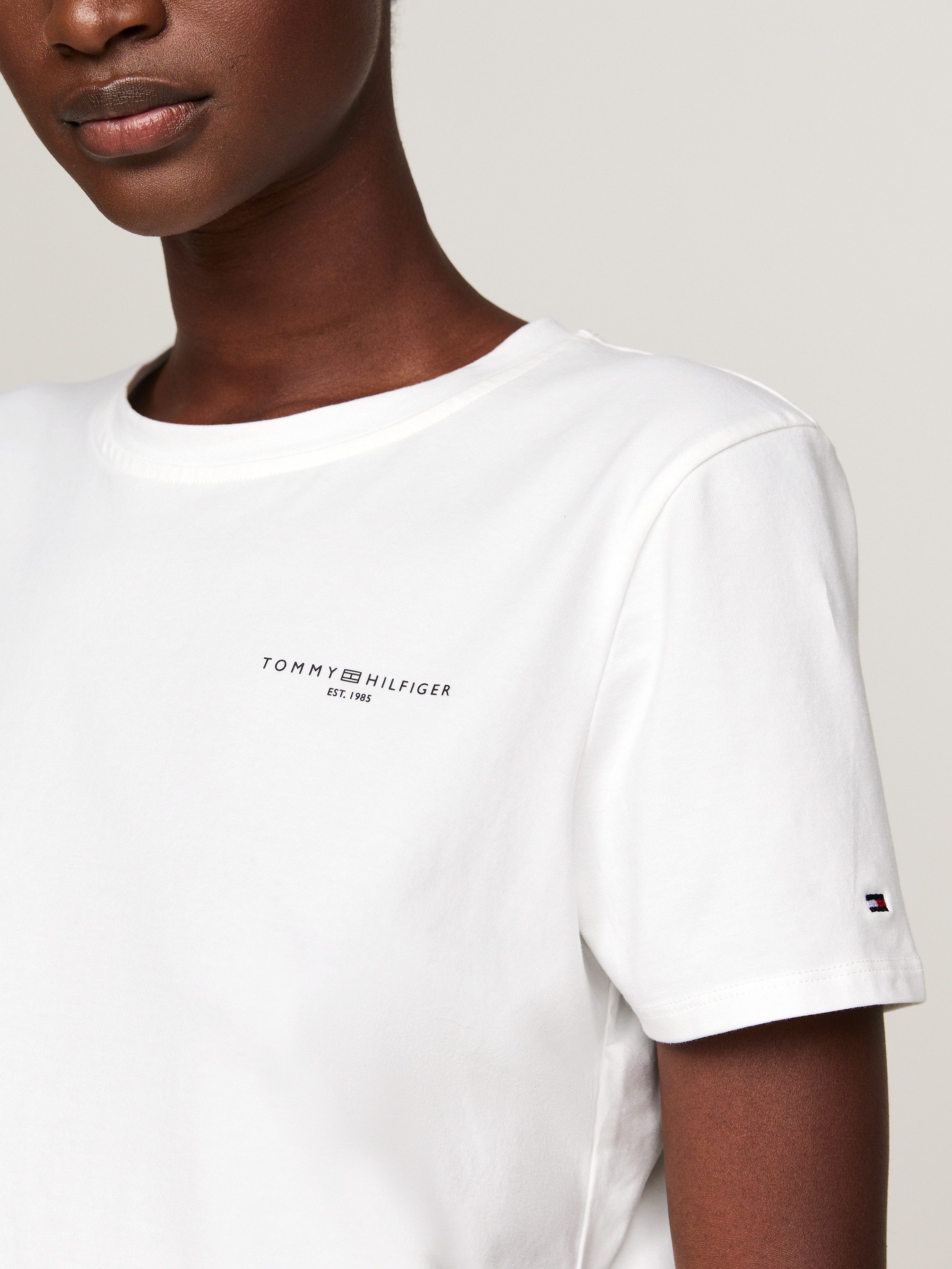 Tommy Hilfiger Shirt met ronde hals 1985 REG MINI CORP LOGO C-NK SS met tommy hilfiger logo en borduursel